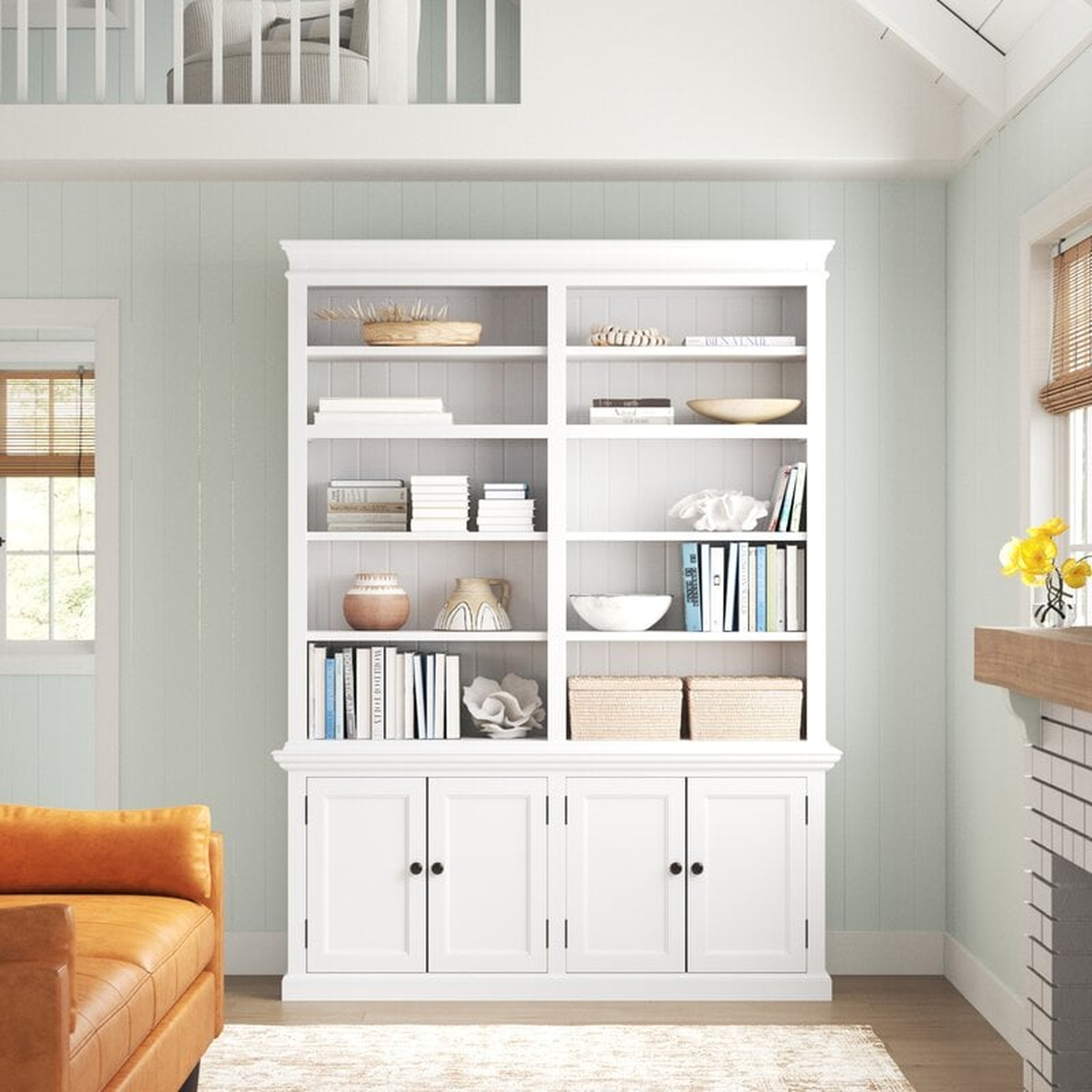 Jakel 86.61'' H x 65'' W Solid Wood Library Bookcase, White - Wayfair