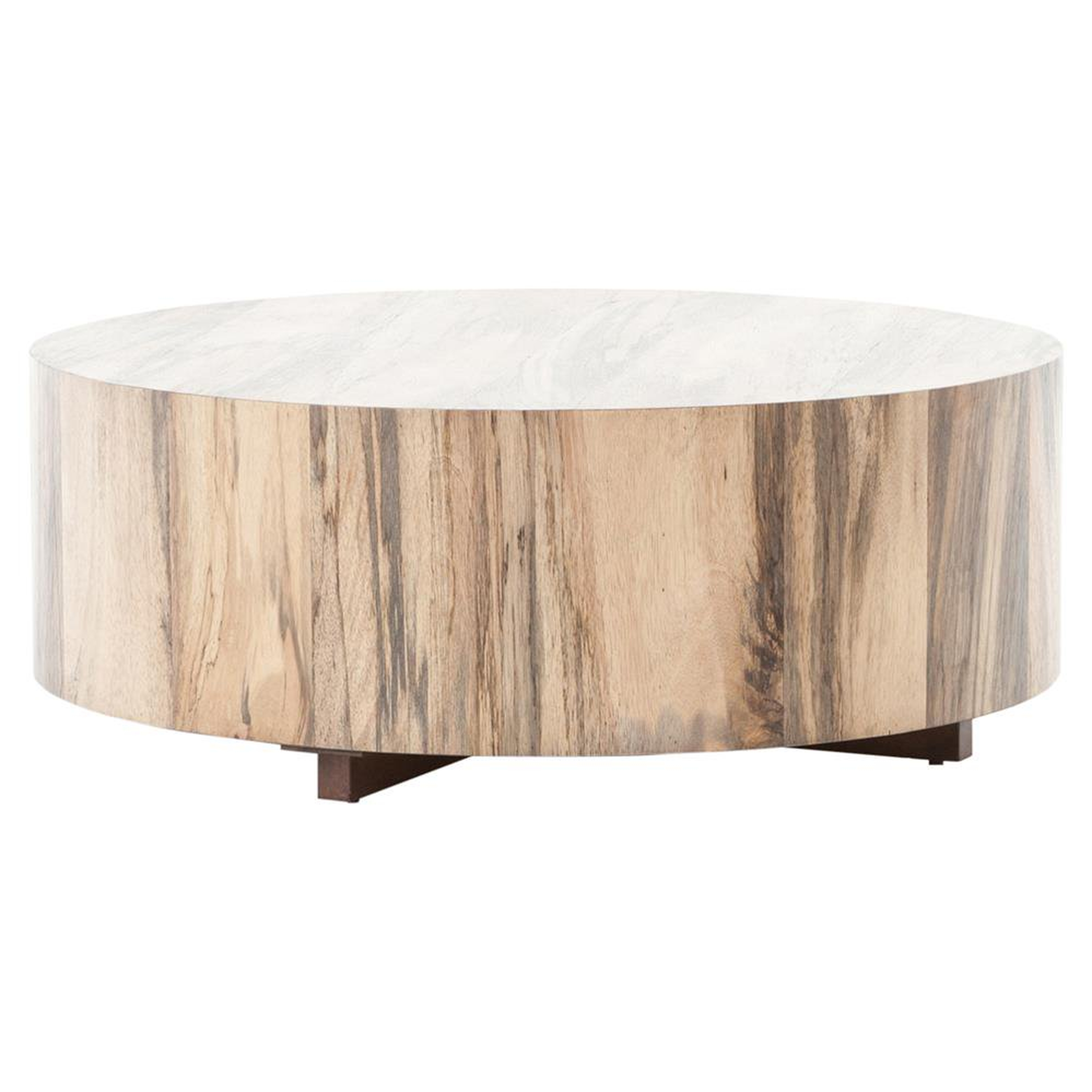 Hudson Spalted Primavera Round Wood Coffee Table - Crate and Barrel