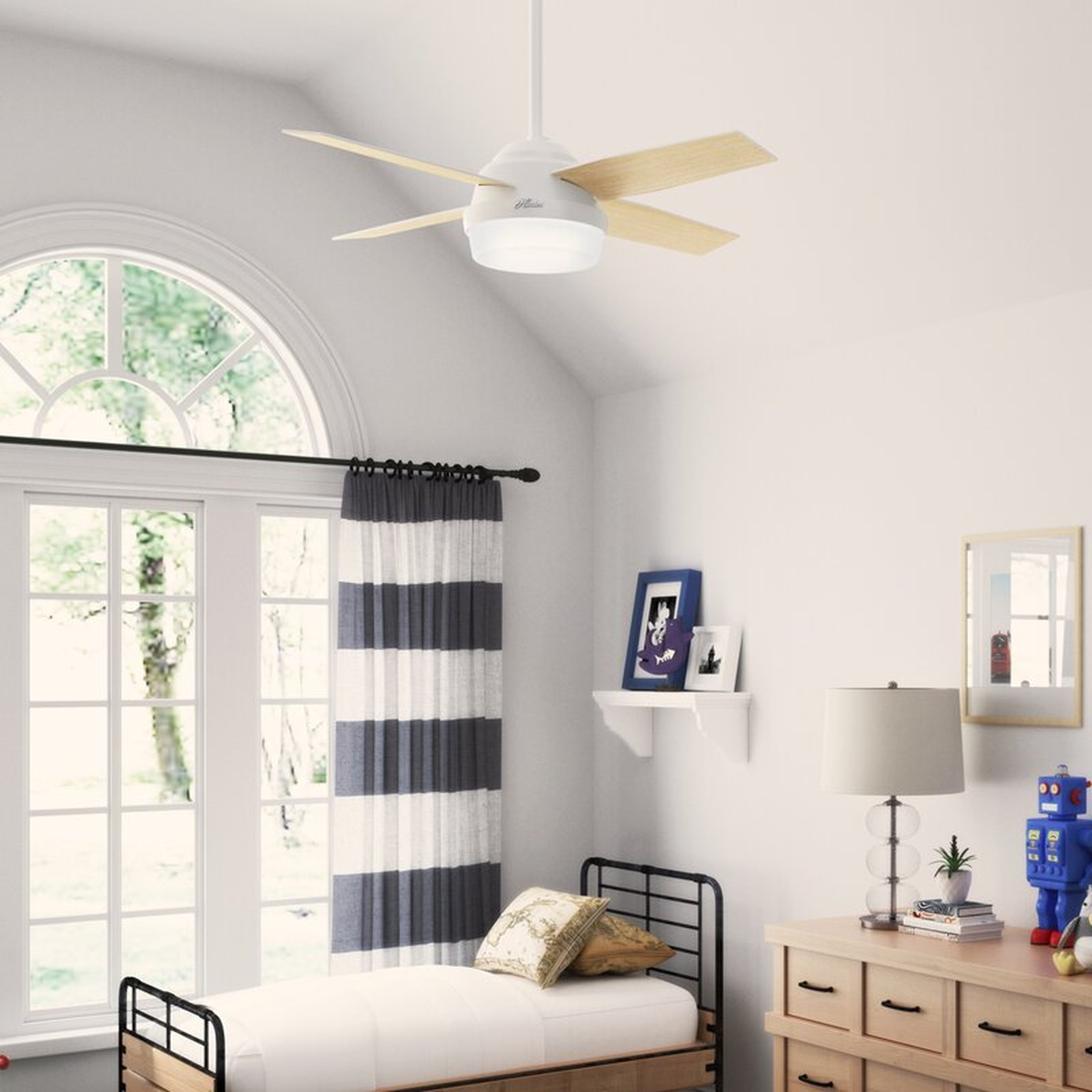44" Dempsey 4 - Blade LED Standard Ceiling Fan with Remote Control and Light Kit Included - Wayfair