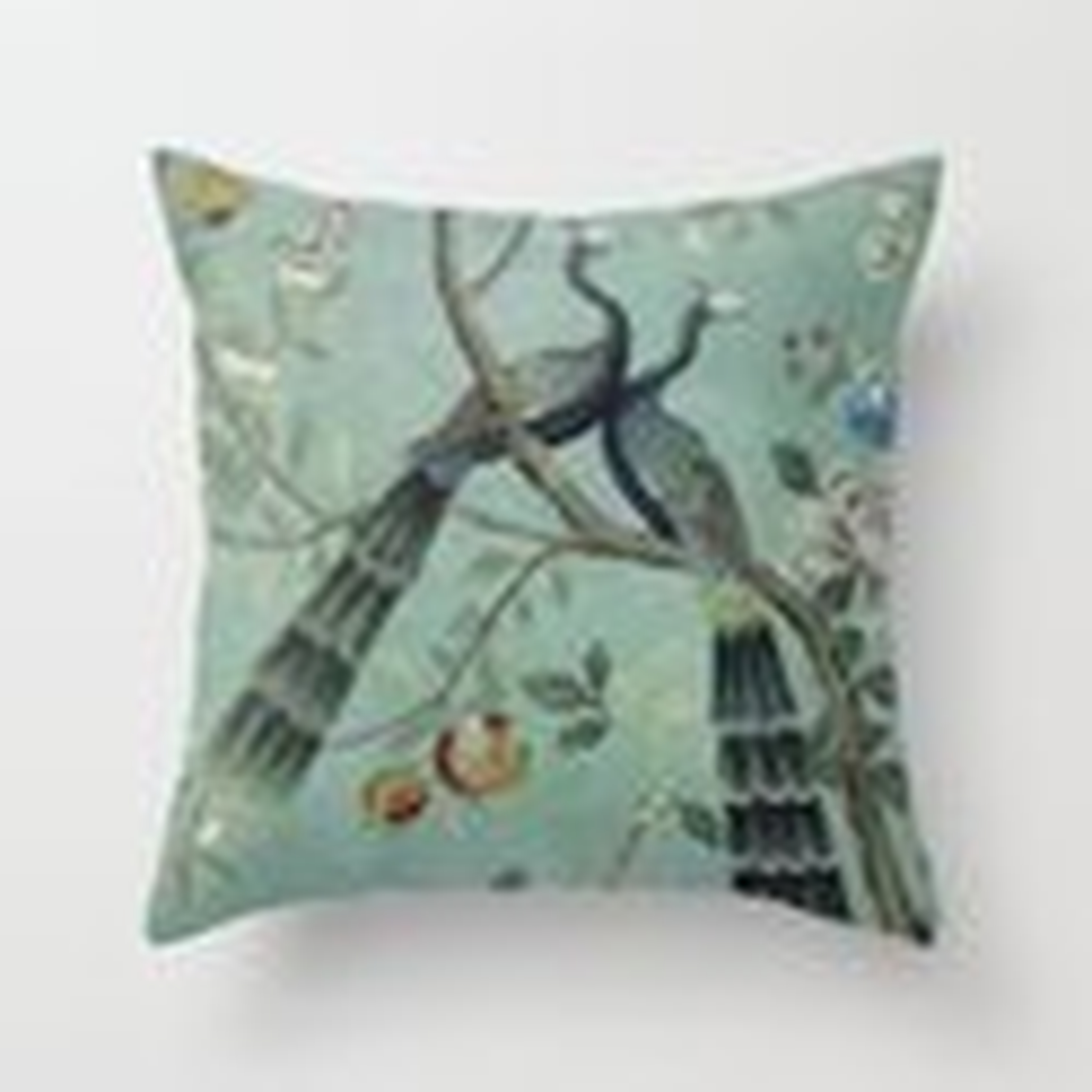 A Teal of Two Birds Chinoiserie Throw Pillow - Society6