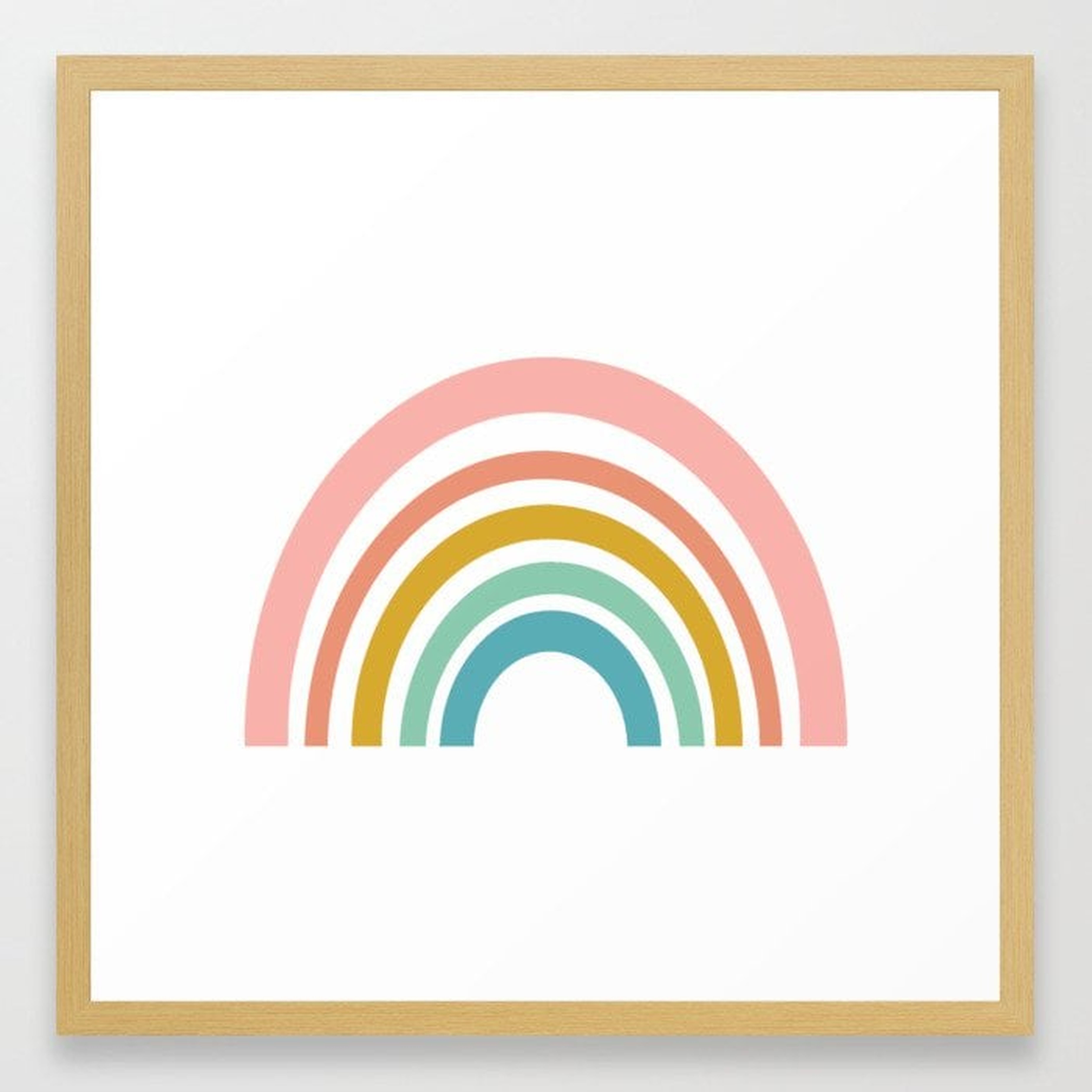 Simple Happy Rainbow Framed Art, Medium Gallery, Natrual Frame - Society6