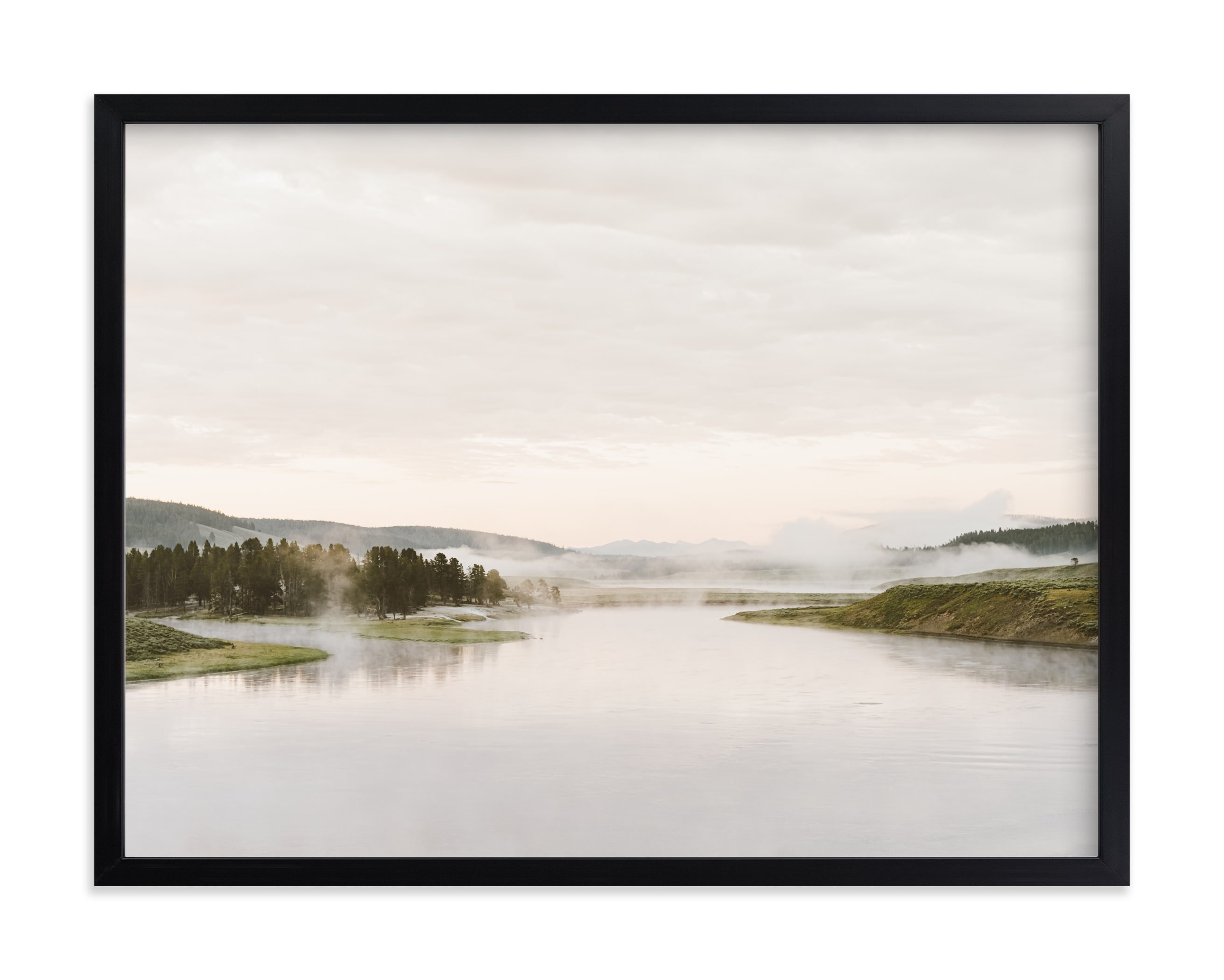 Misty Lake Art Print Black Frame 30"x24" - Minted