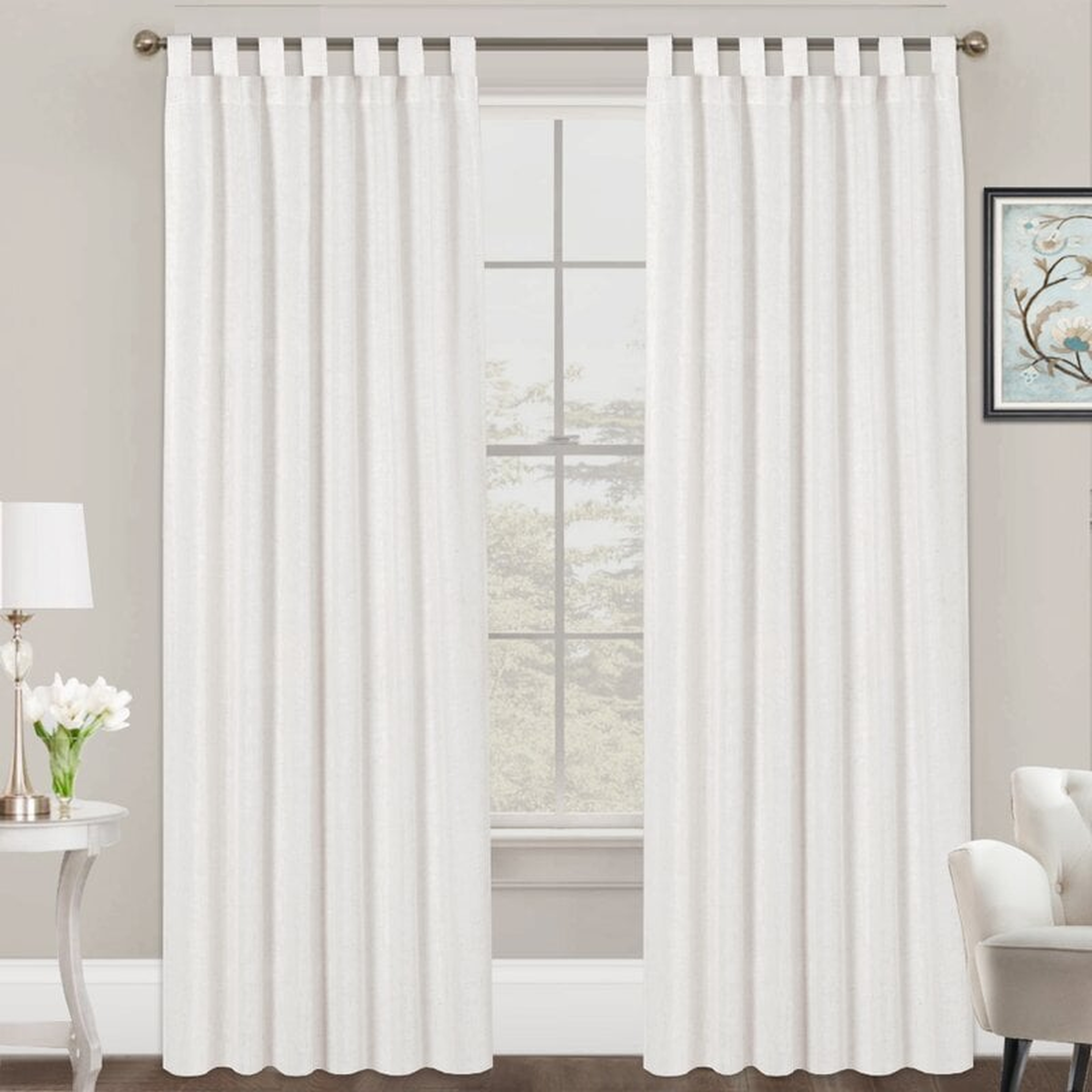 Natural Linen Blended Curtains Tab Top Curtain Panels (Set of 2) - Wayfair