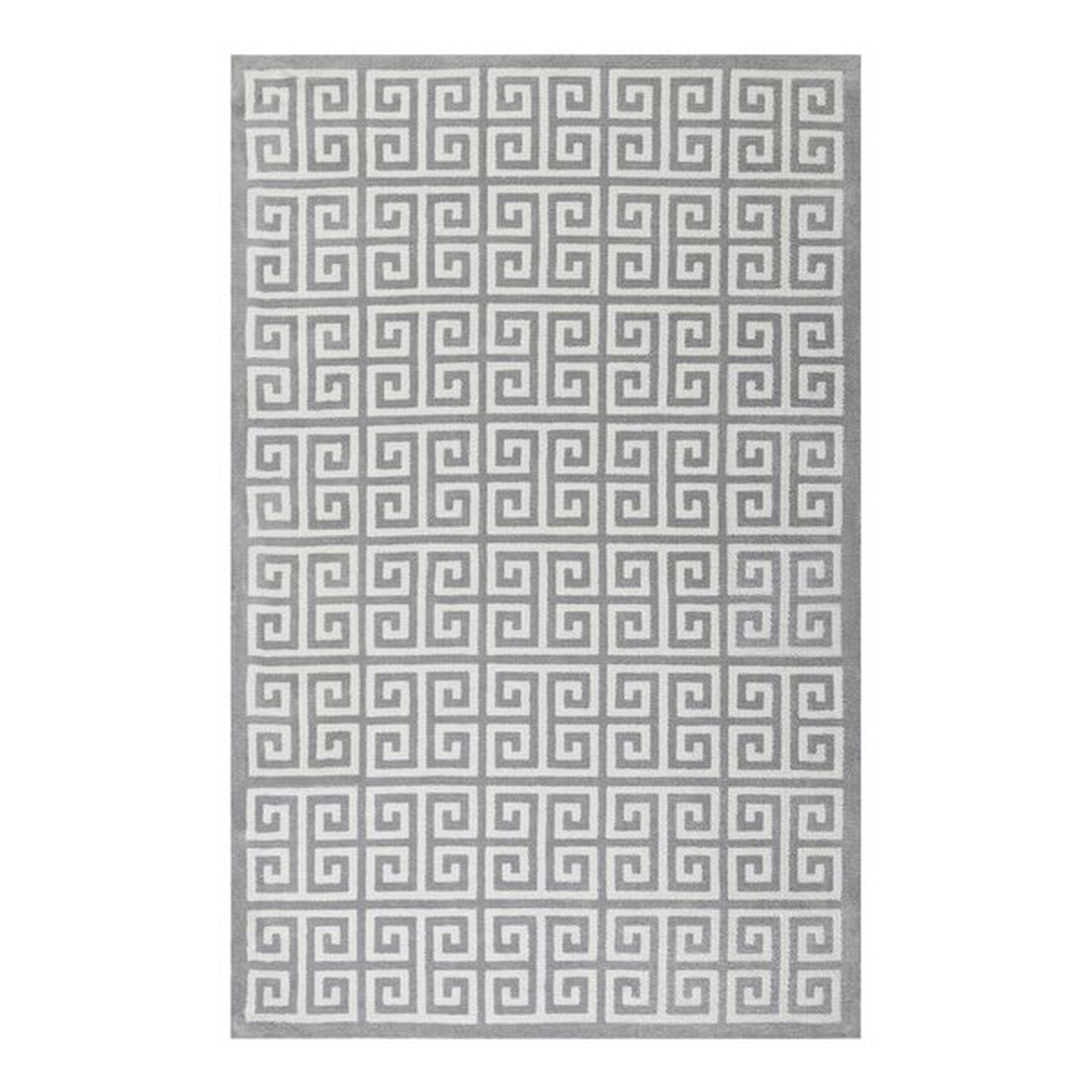 Selman Greek Key WhiteLight Gray Area Rug - Wayfair