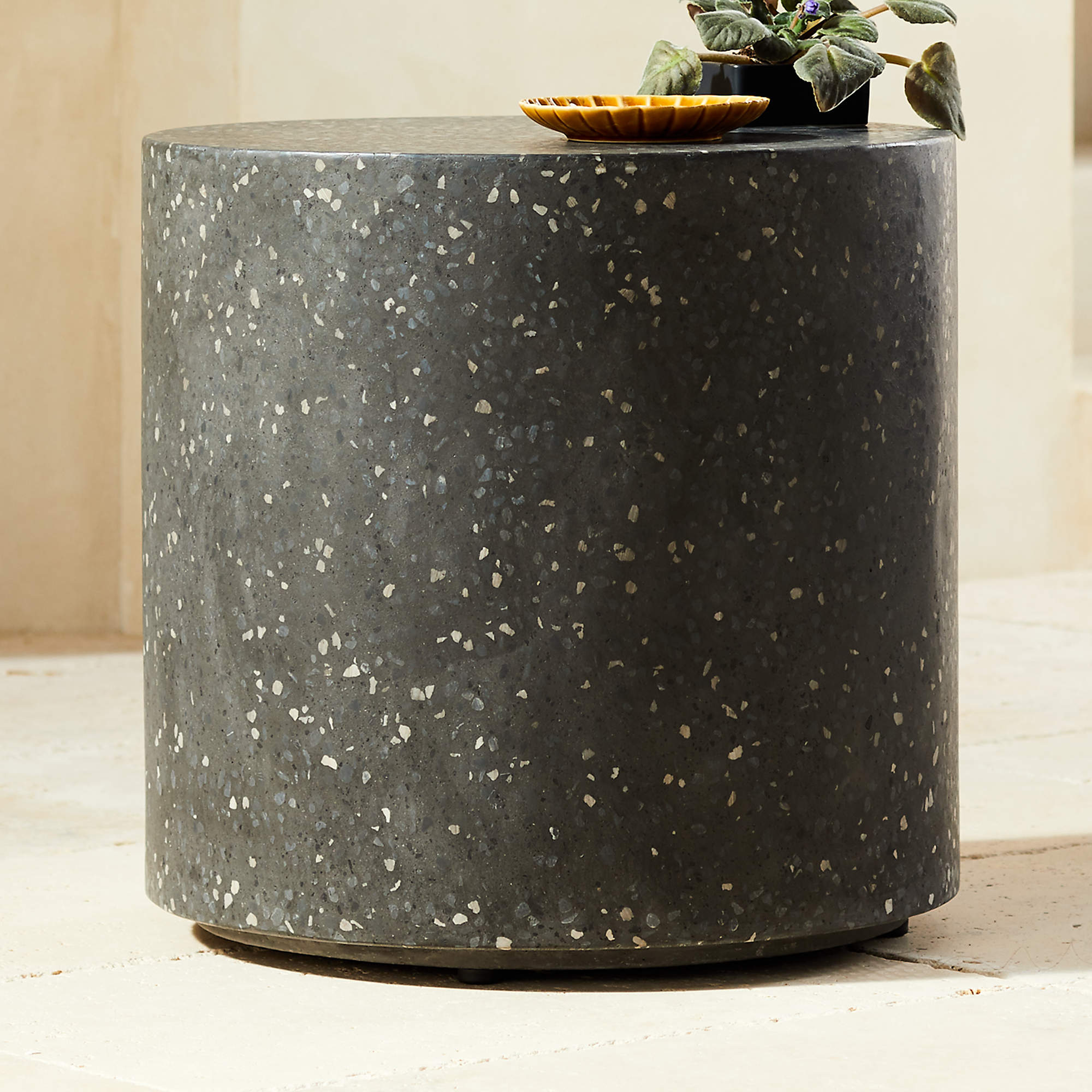 Terrazzo Side Table, Black - CB2