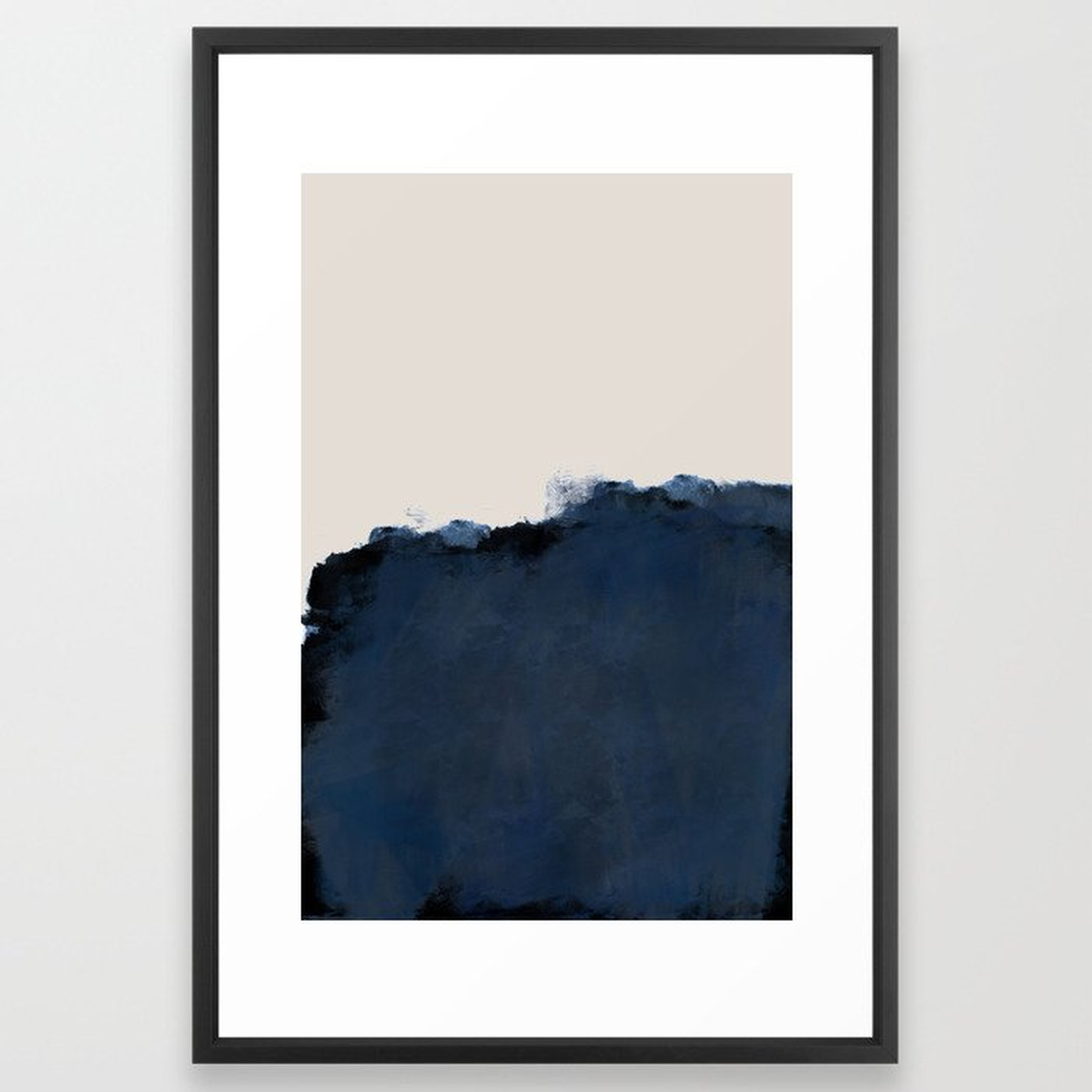 Abstract, blue, beige, indigo Framed Art Print, 26" X 38" - Society6