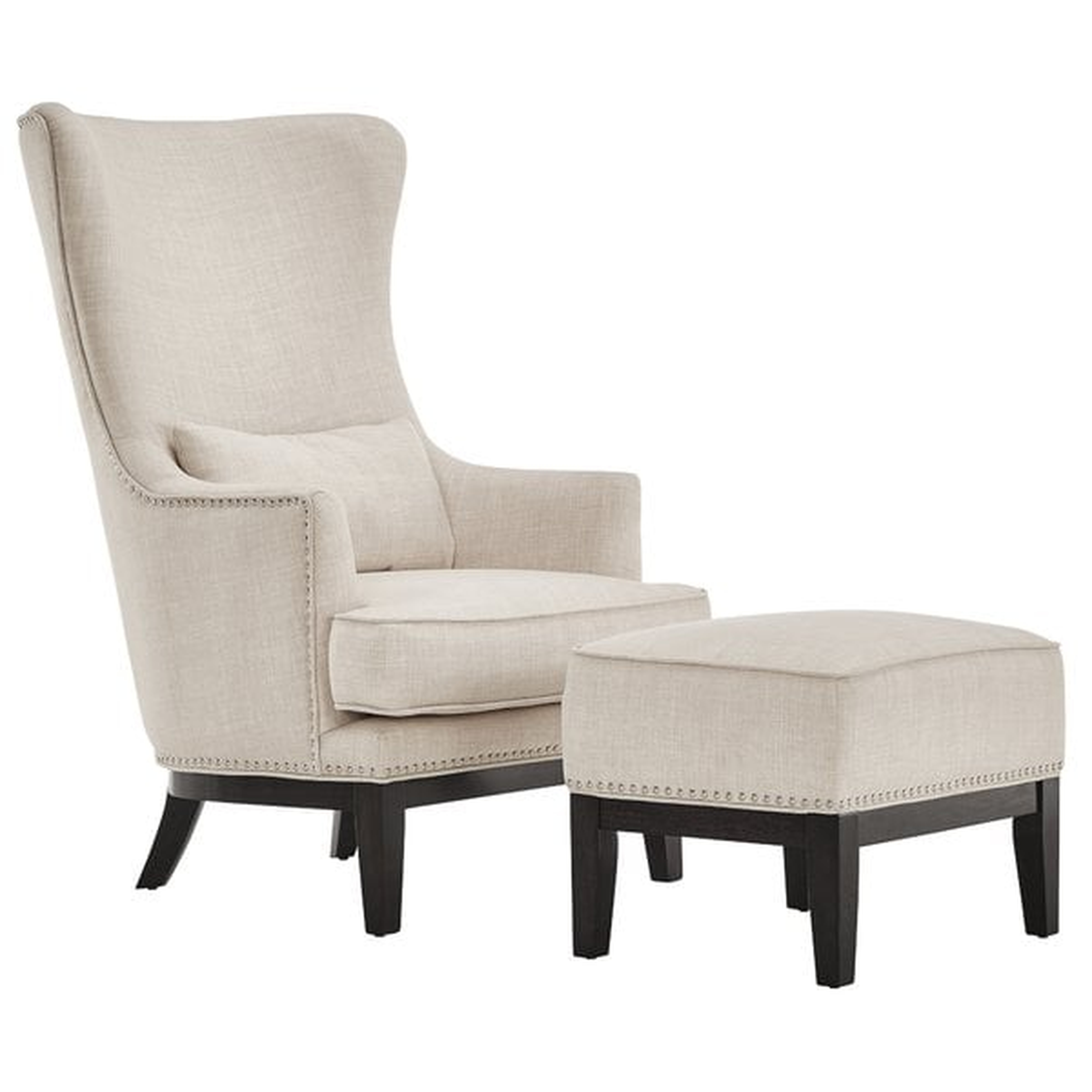 Caistor 30.5'' Wide Linen Wingback Chair and Ottoman - Wayfair