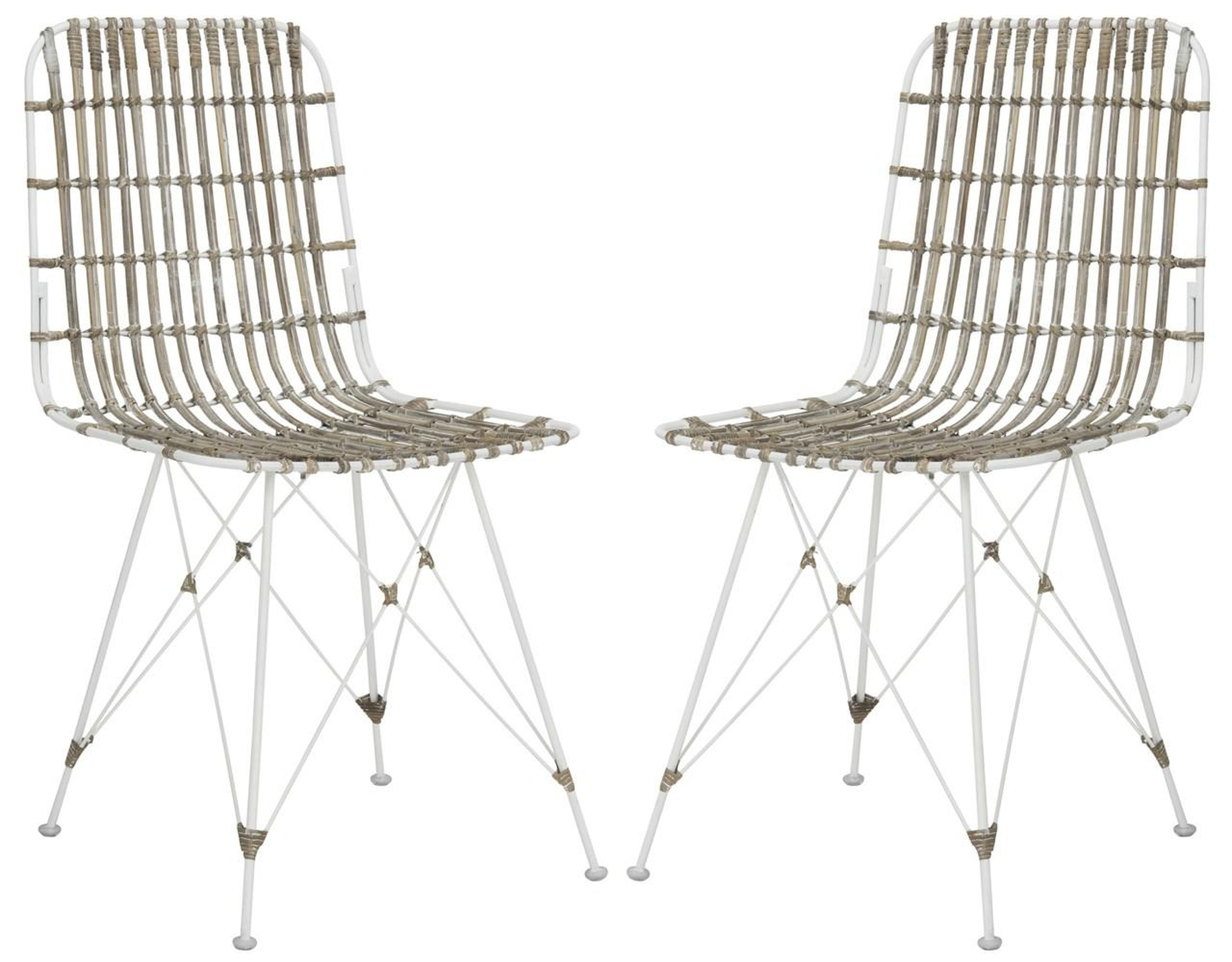 Minerva Wicker Dining Chair (Set of 2) - White Wash - Arlo Home - Arlo Home