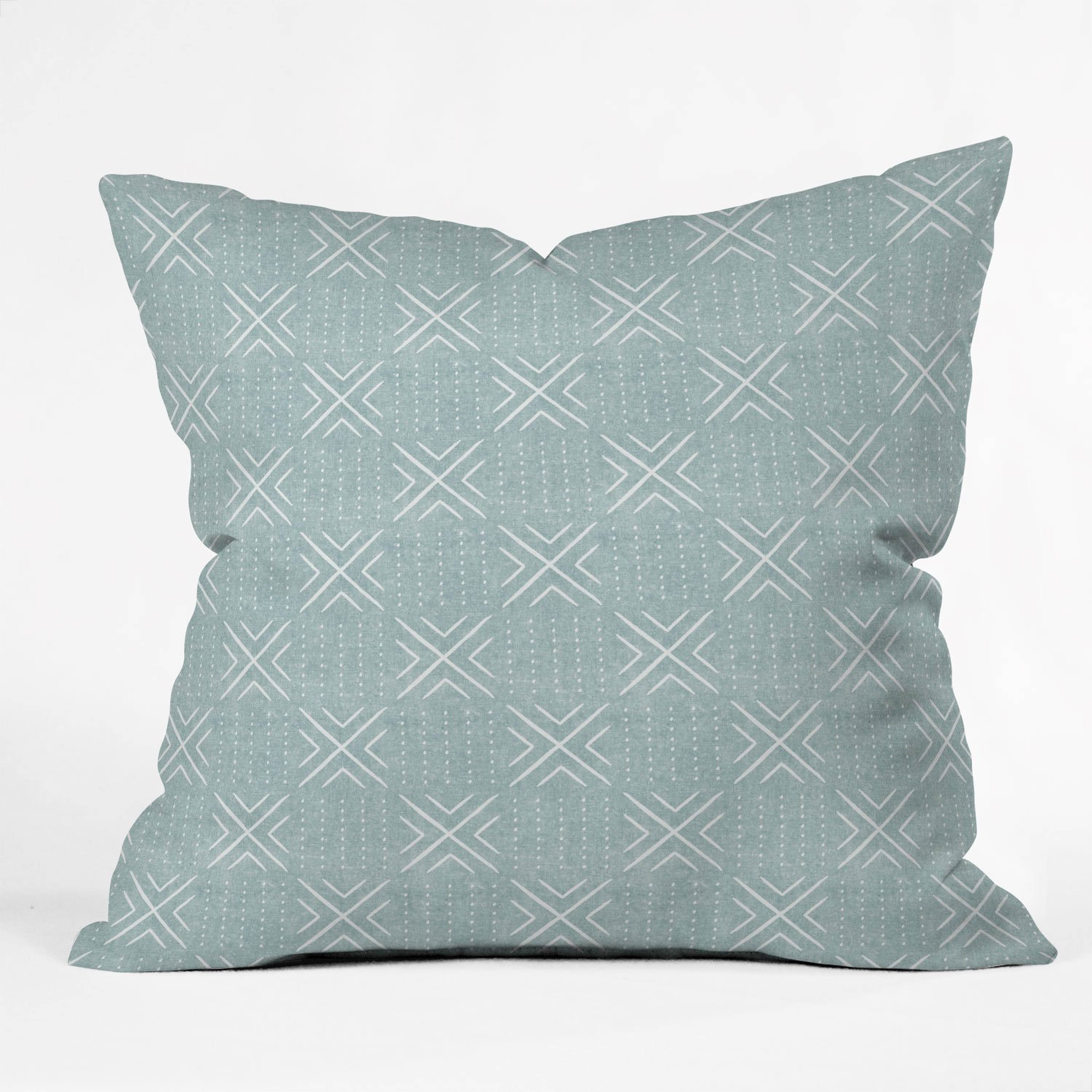 MUD CLOTH TILE DUSTY BLUE outdoor pillow - 18x18 - Wander Print Co.