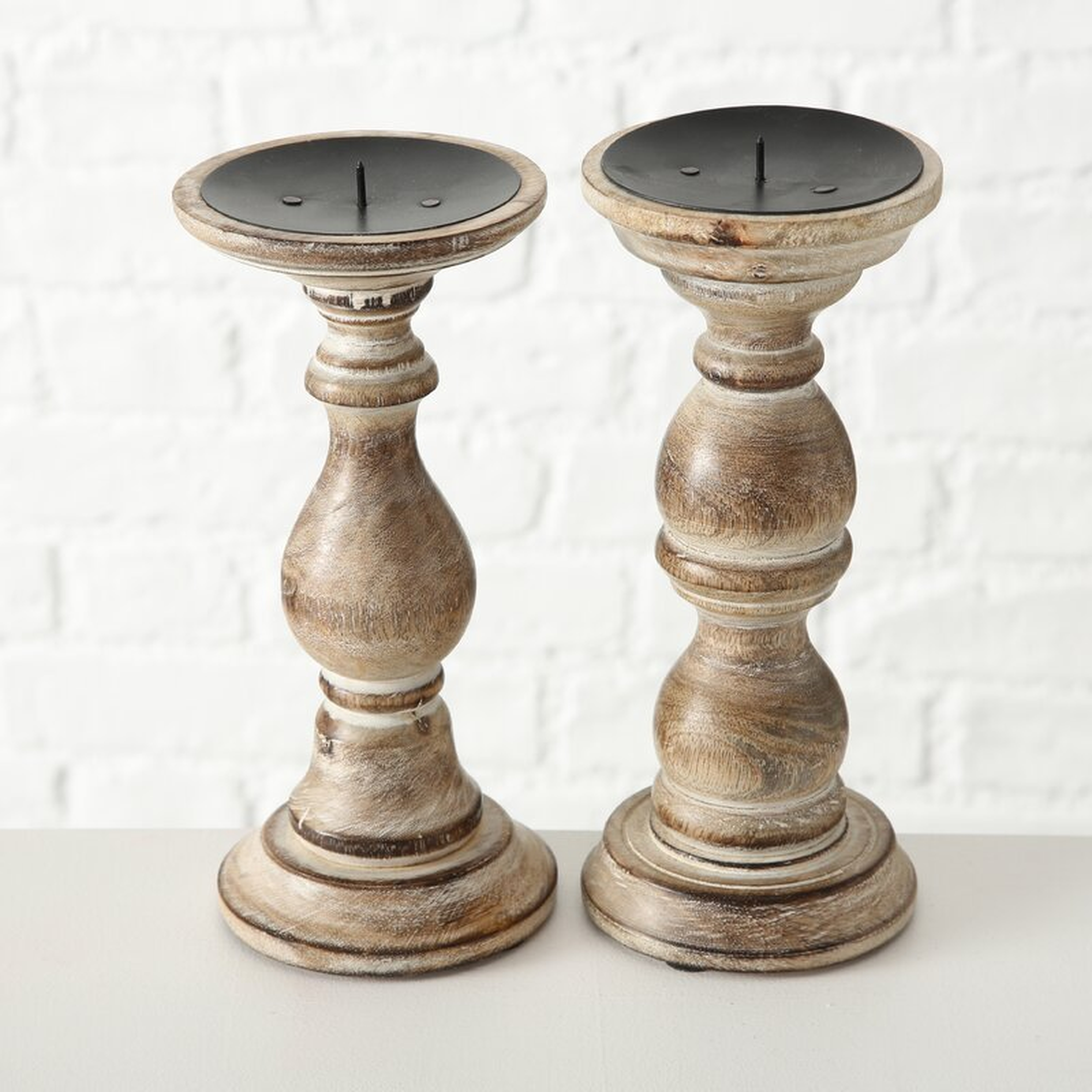 2 Piece Elberta Wood Candlestick Set (Set of 2) - Wayfair