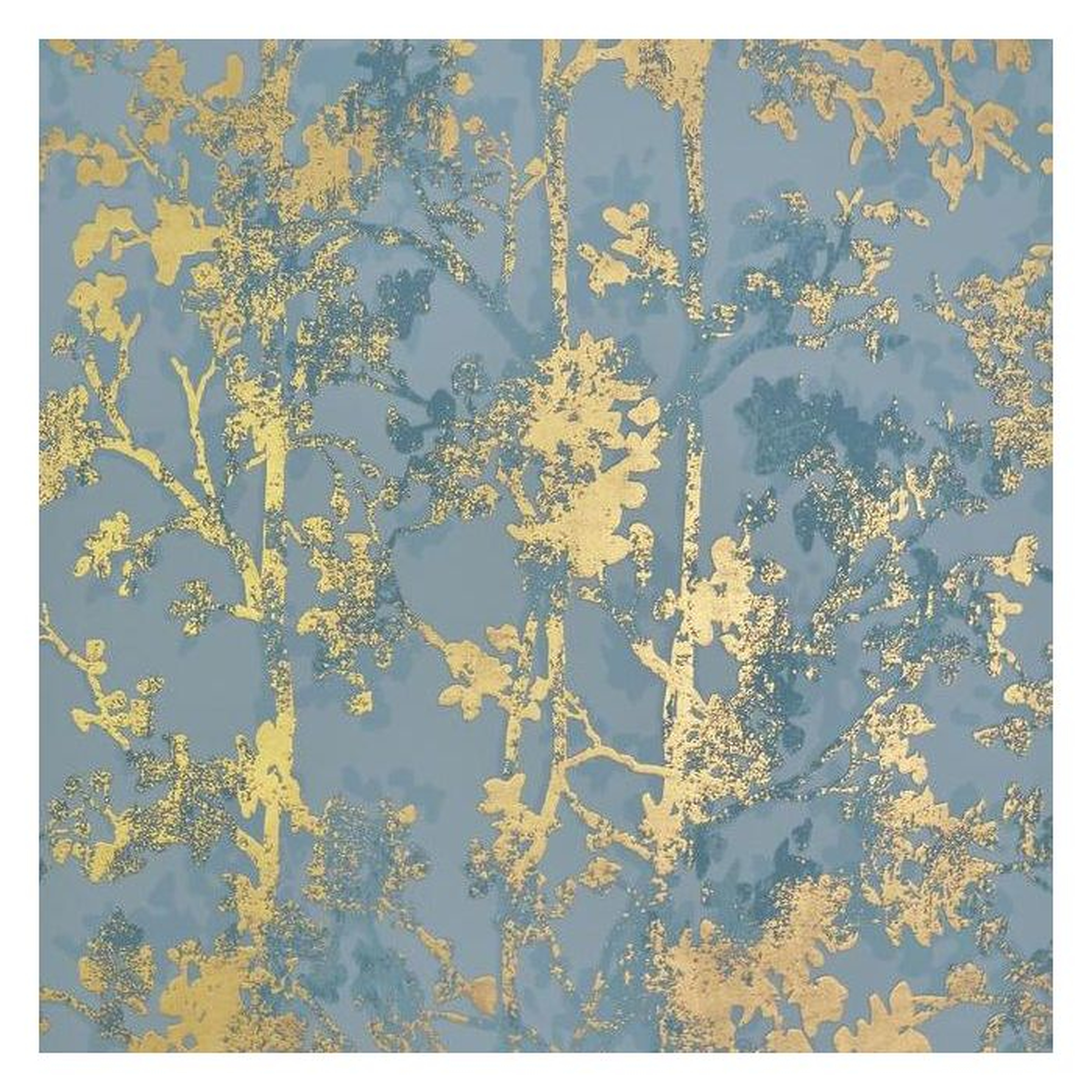 Shimmering Foliage - Blue/Gold - Double Roll - York Wallcoverings
