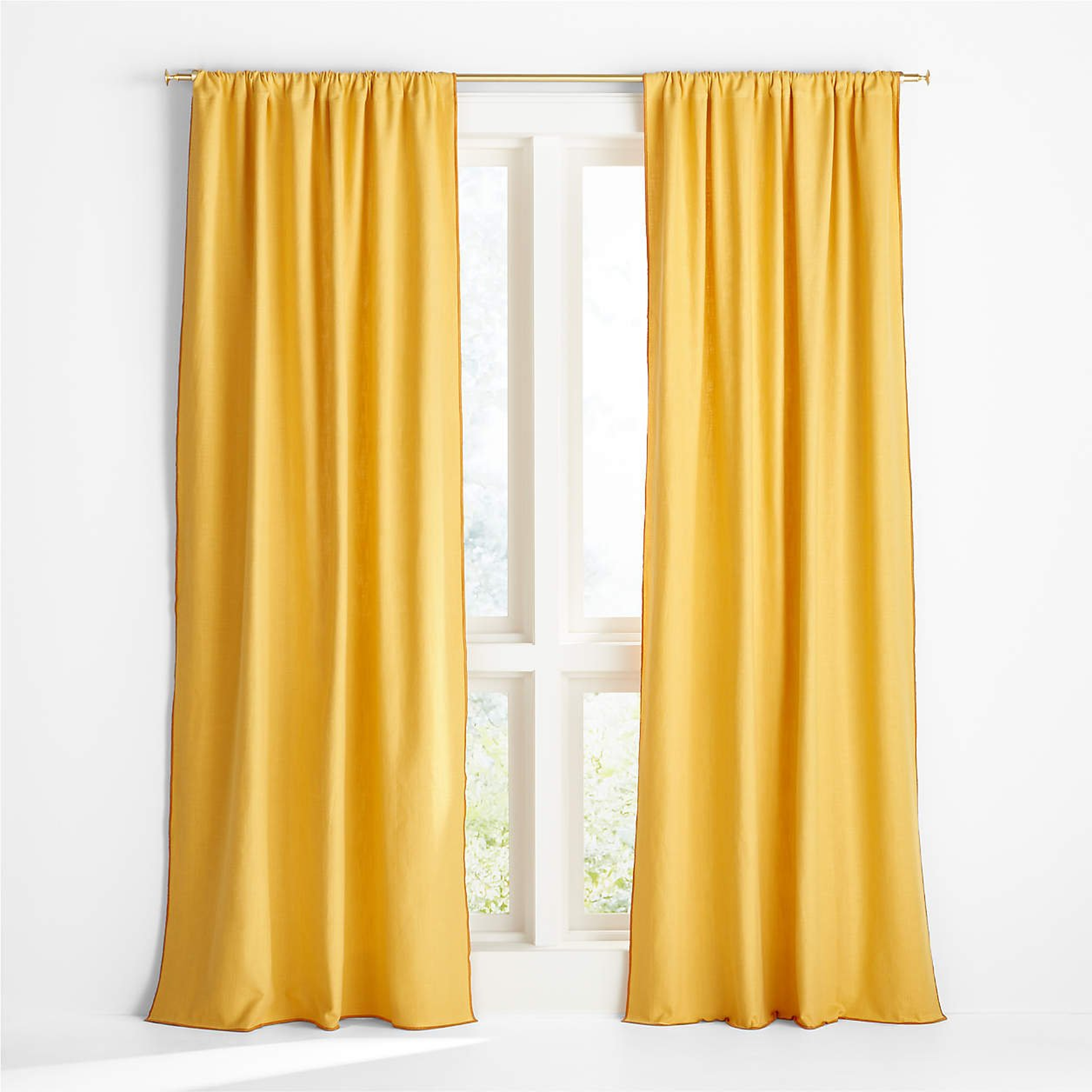 Ori Yellow Cotton Window Curtain Panel 44"x96" - Crate and Barrel