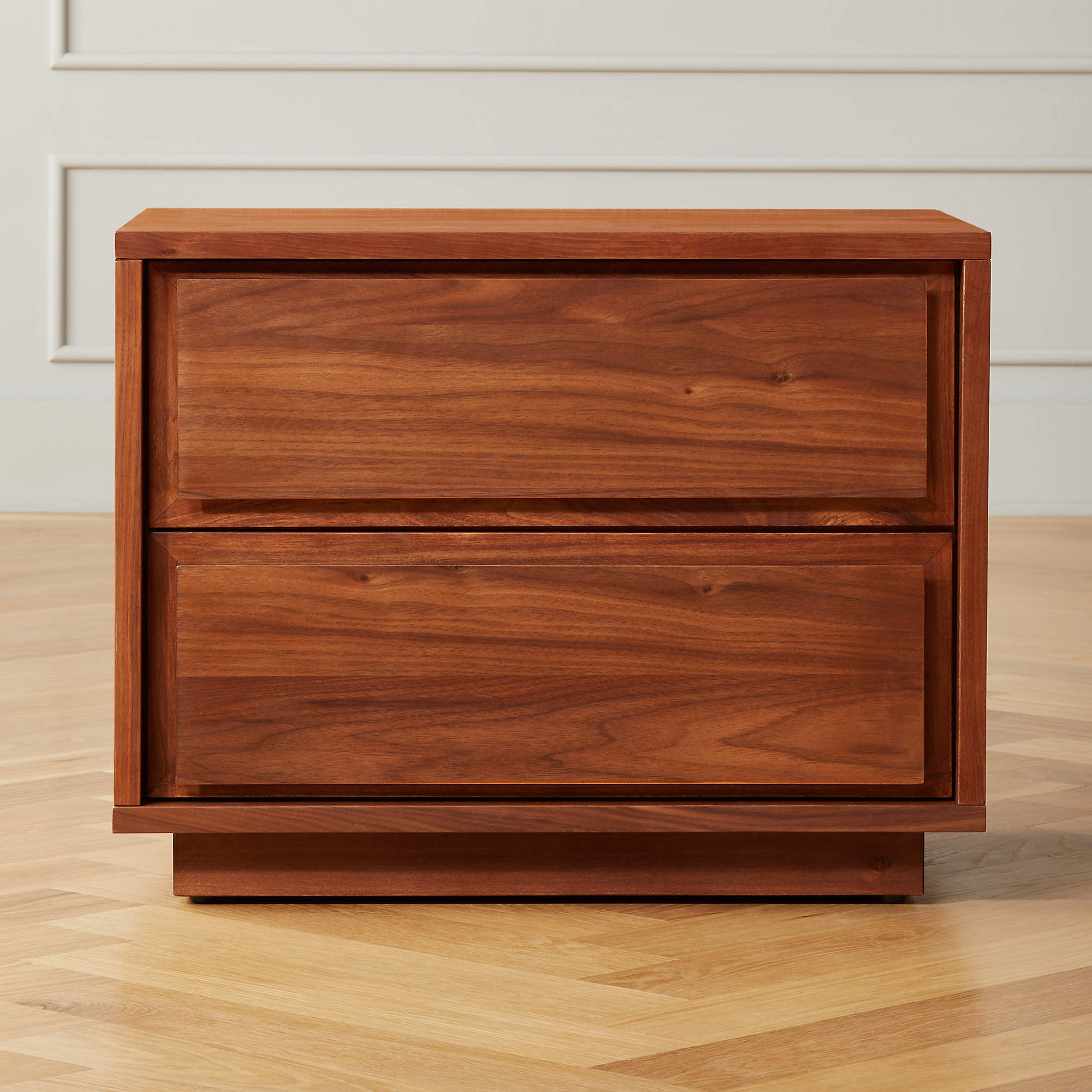 gallery walnut 2-drawer nightstand - CB2
