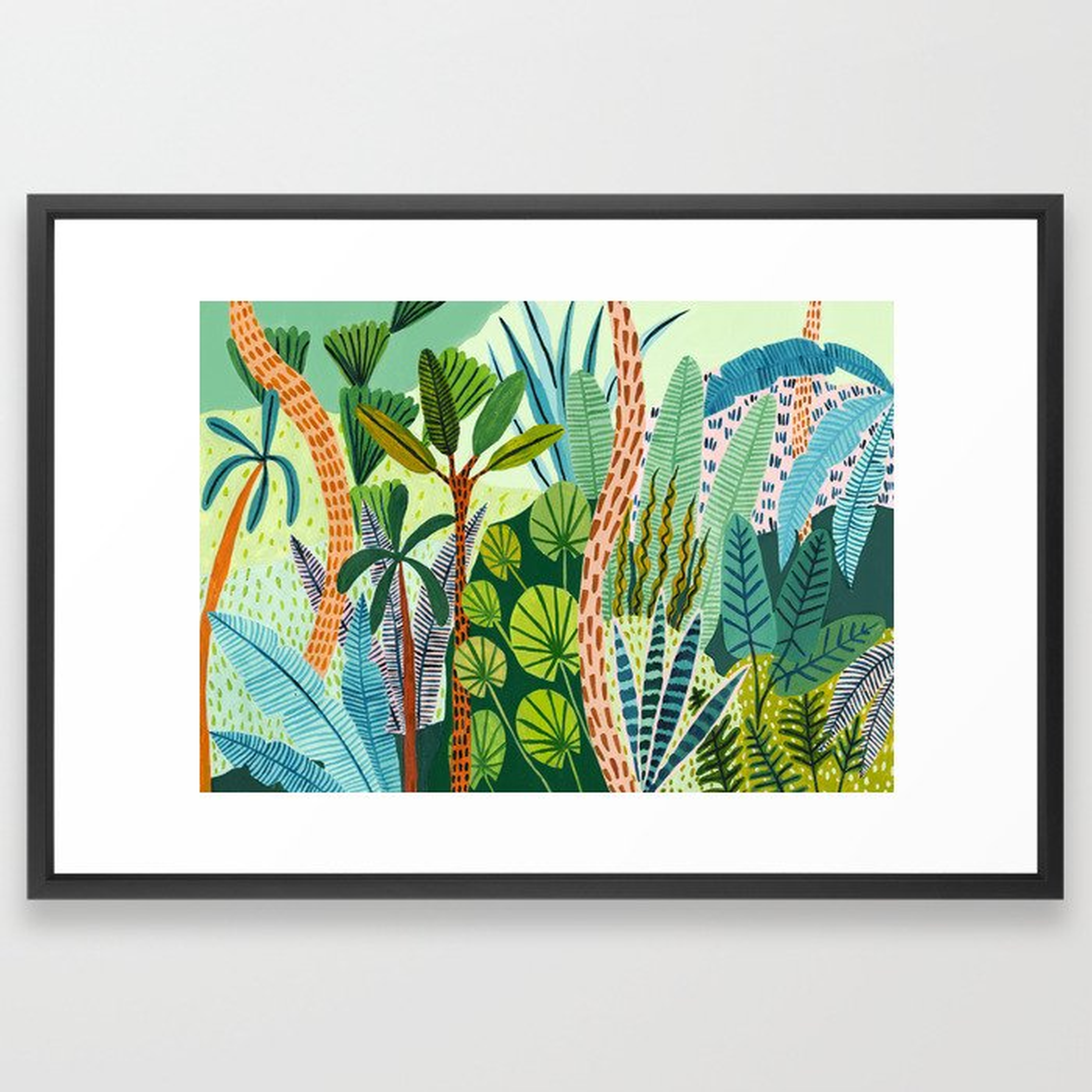 Malaysian Jungles Framed Art Print, 26x38, vector black frame - Society6