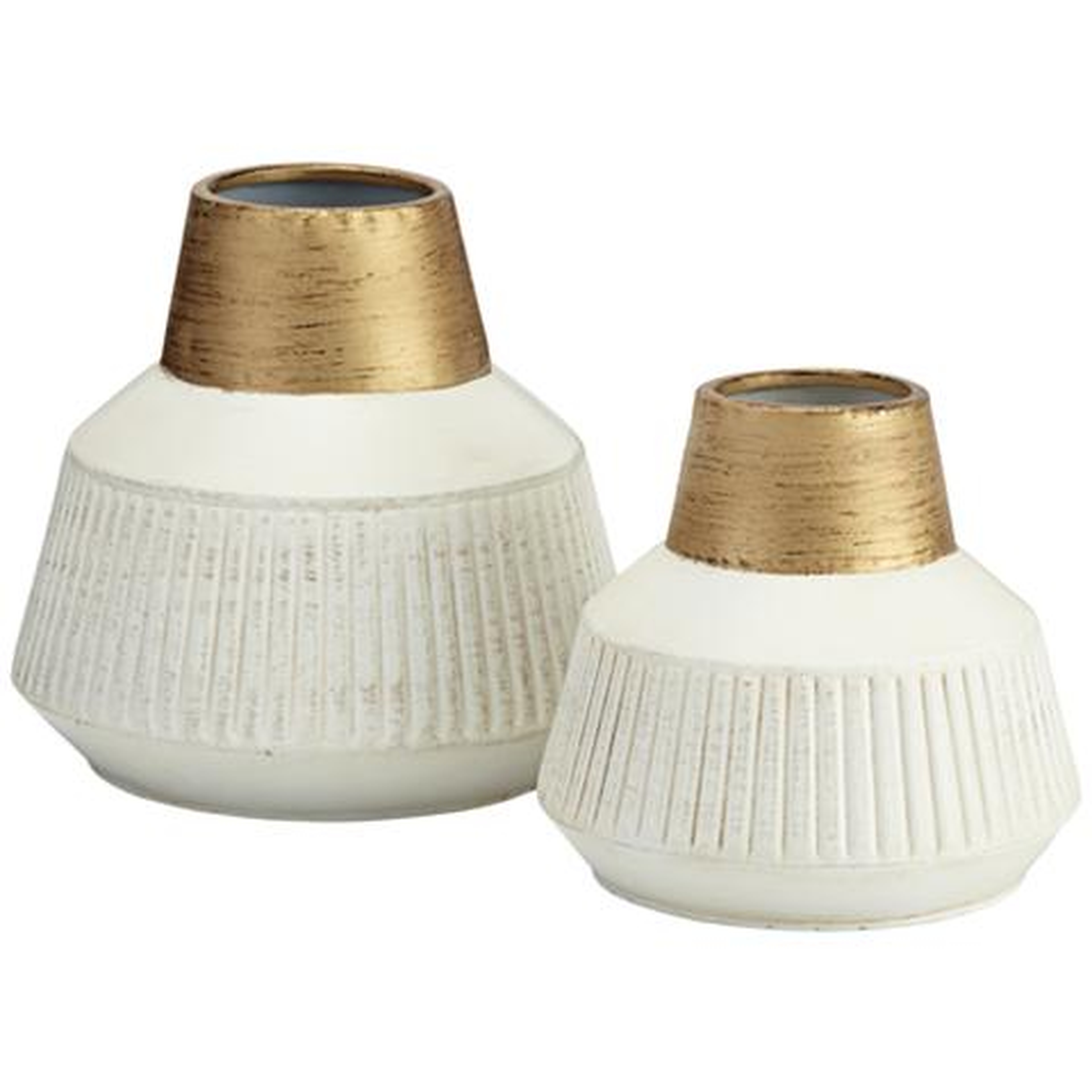 Elsie Brass and White Metal Vase Set of 2 - Lamps Plus