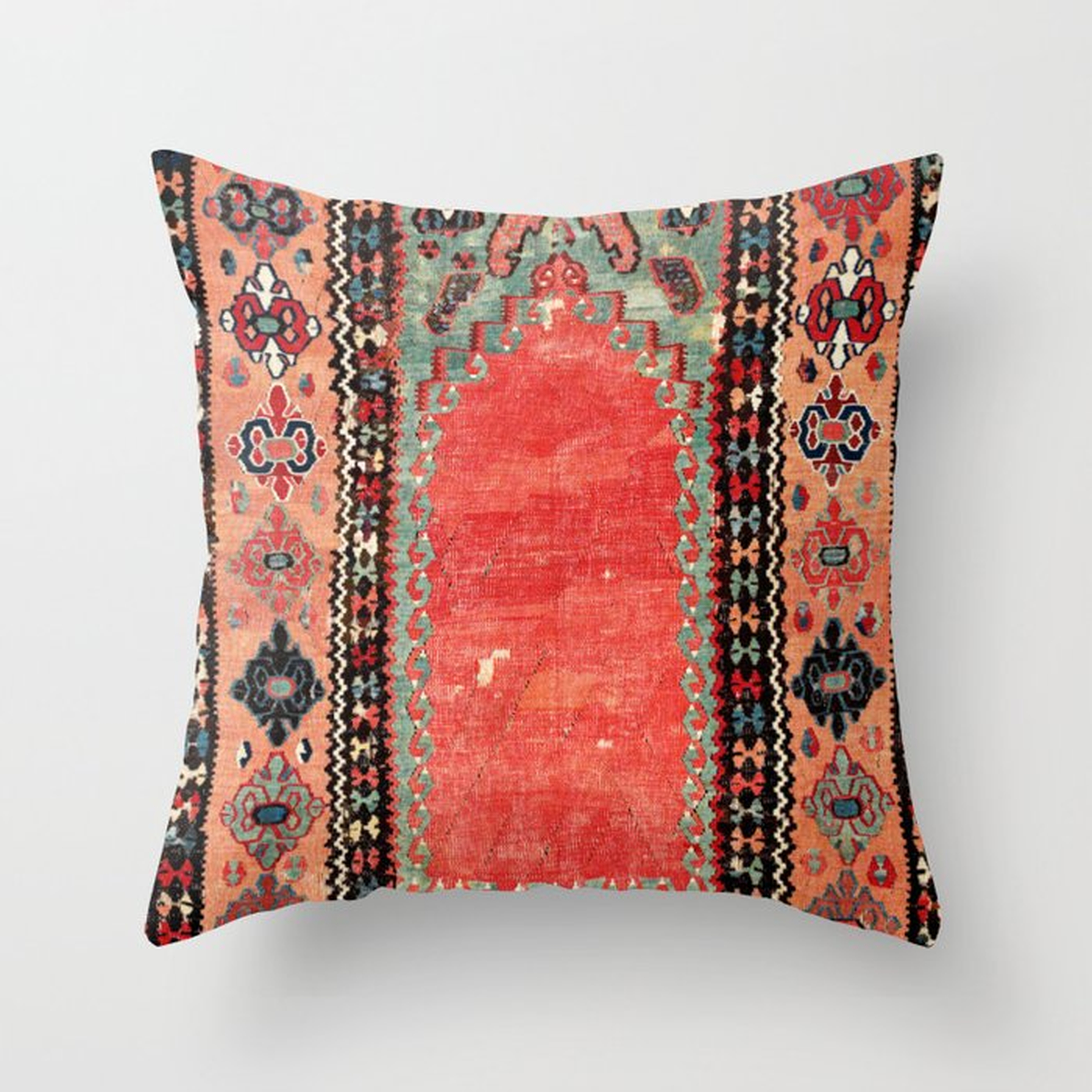 Sivas Antique Cappadocian Turkish Niche Kilim Print Throw Pillow - Society6