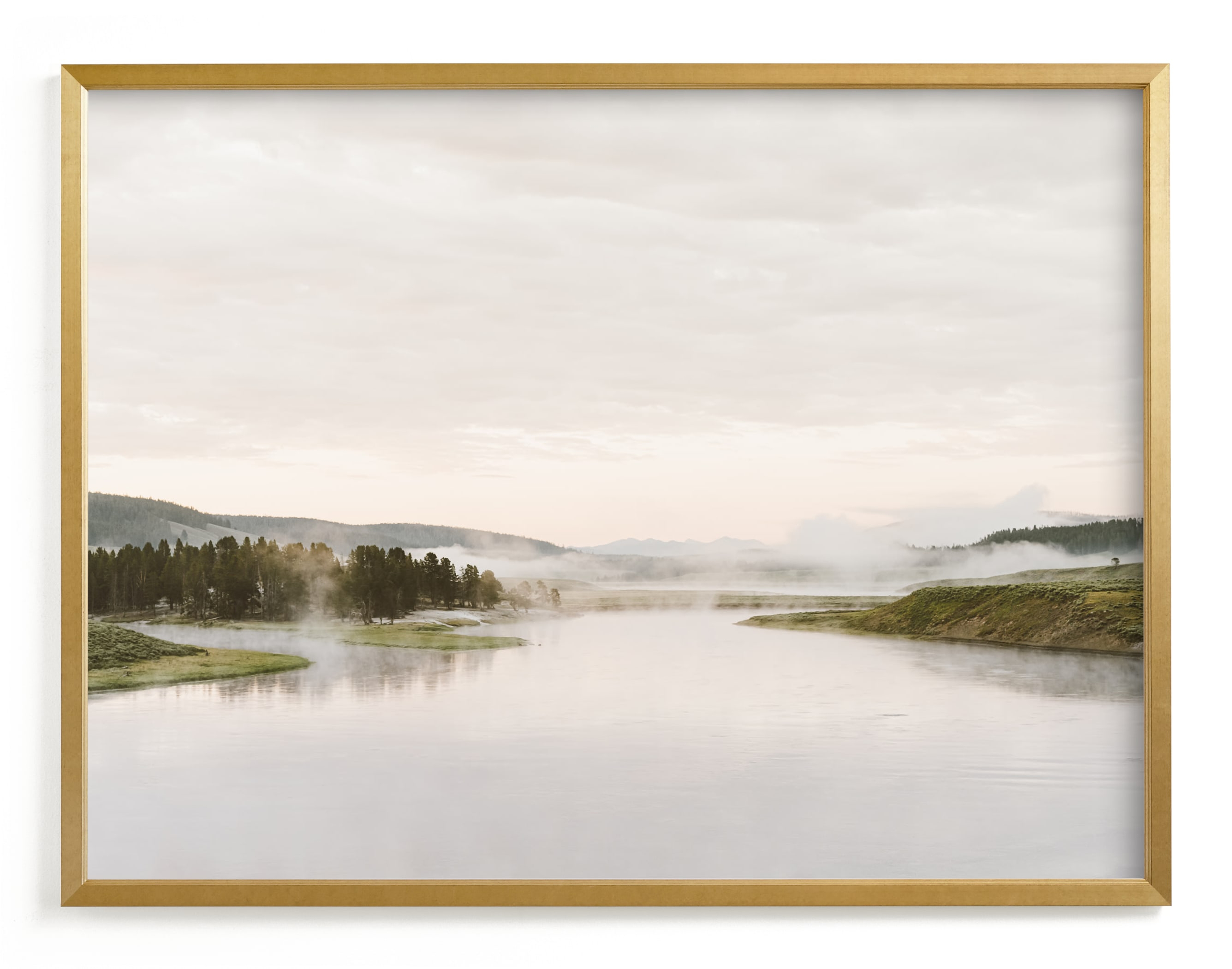 Misty Lake Art Print, Gilded Wood Frame, 40" x 30" - Minted