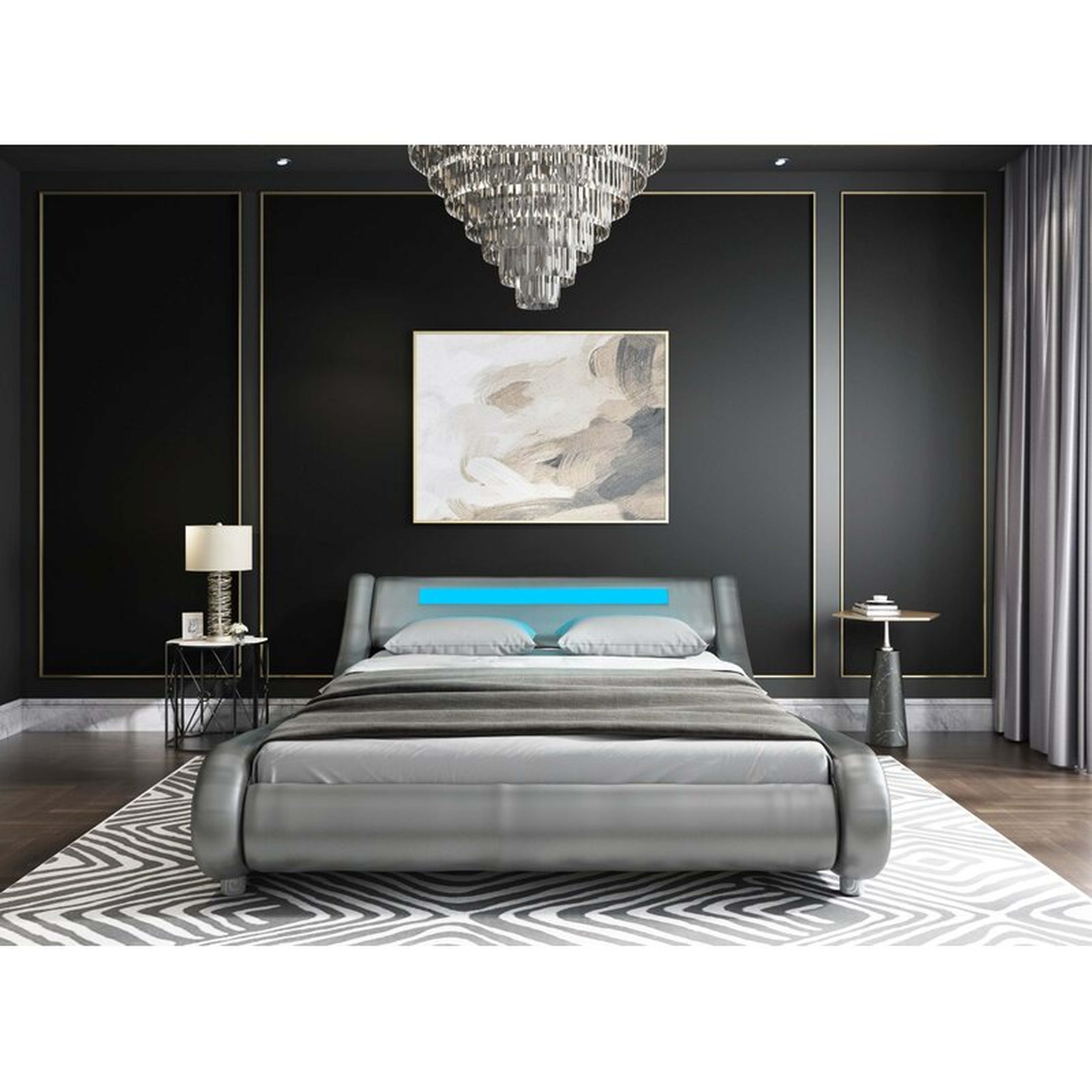Silver PU Abner Upholstered Sleigh Bed - Wayfair