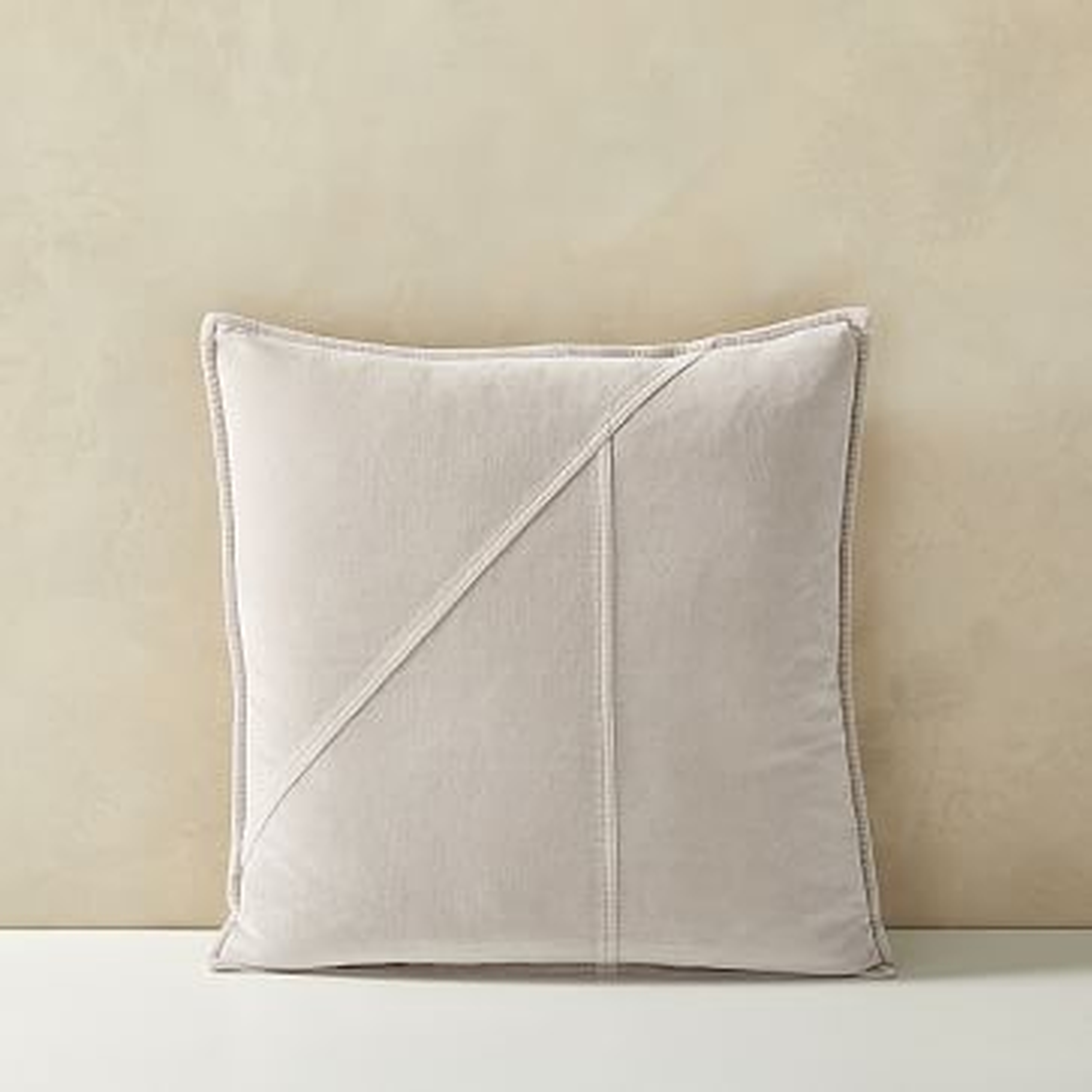 Washed Cotton Velvet Pillow Cover, 18"x18", Stone Gray - West Elm