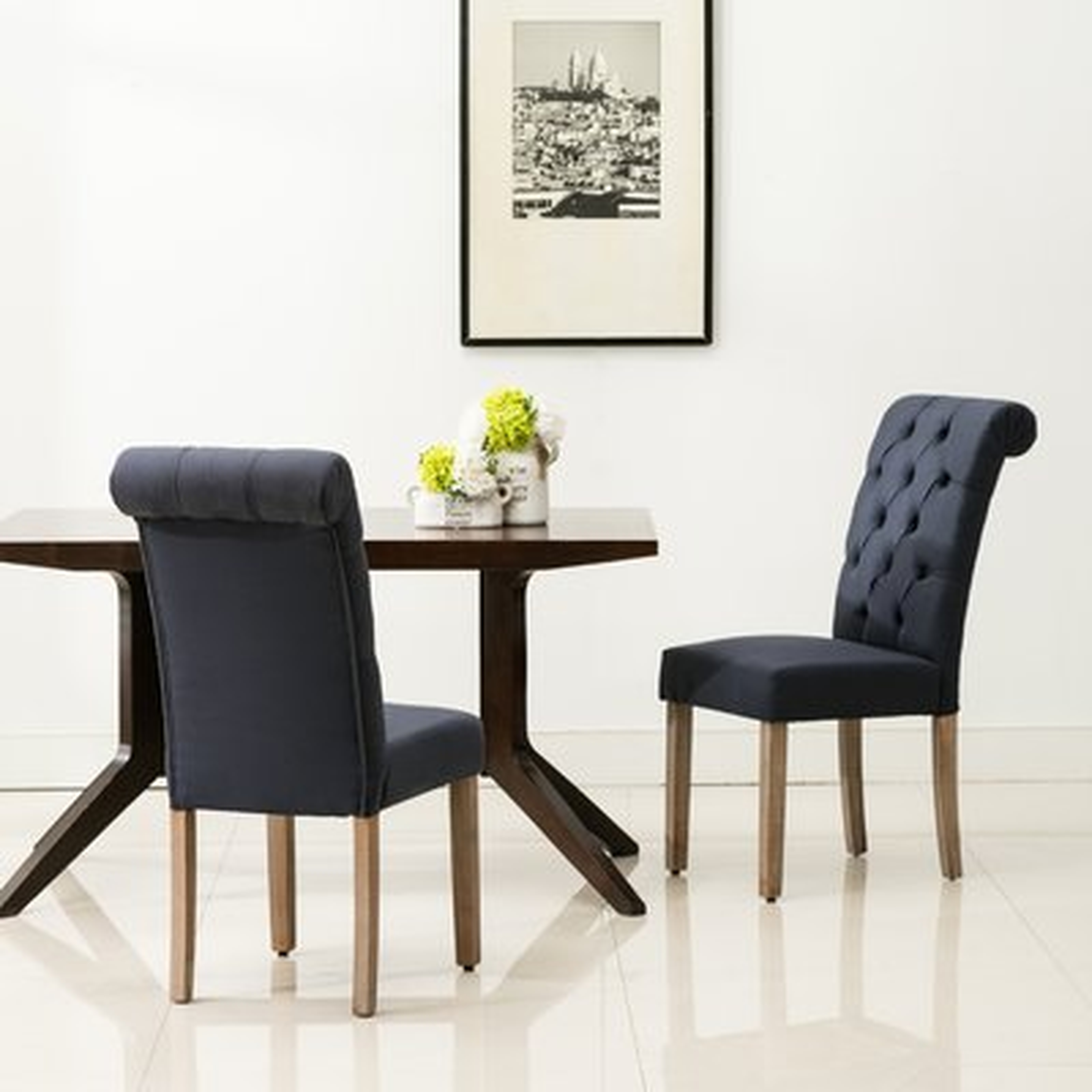 Bushey Roll Top Tufted Modern Upholstered Dining Chair (set of 2) - Wayfair