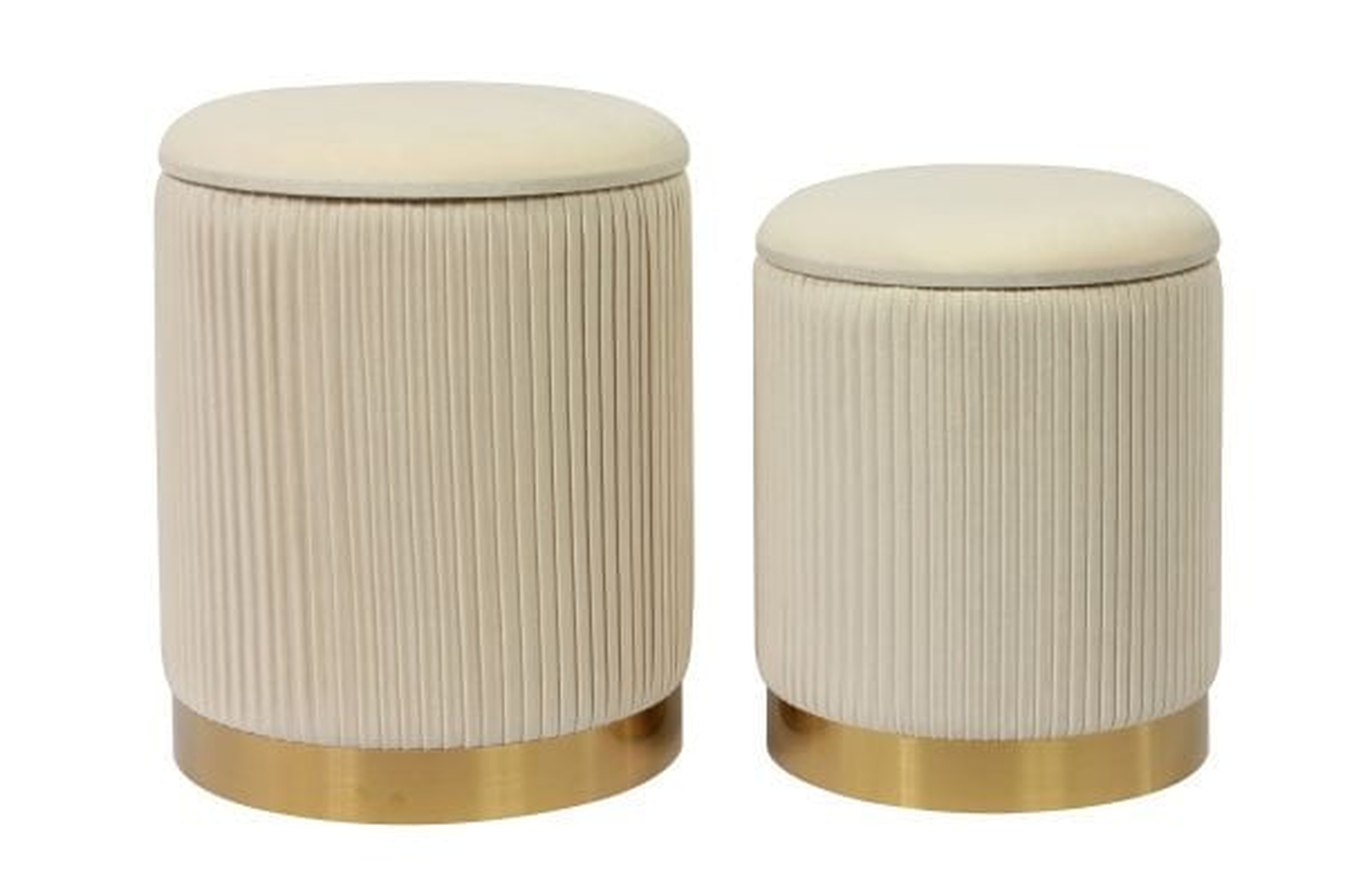 Channeled Cream Velvet Storage Ottomans - Set of 2 - TOV FURNITURE