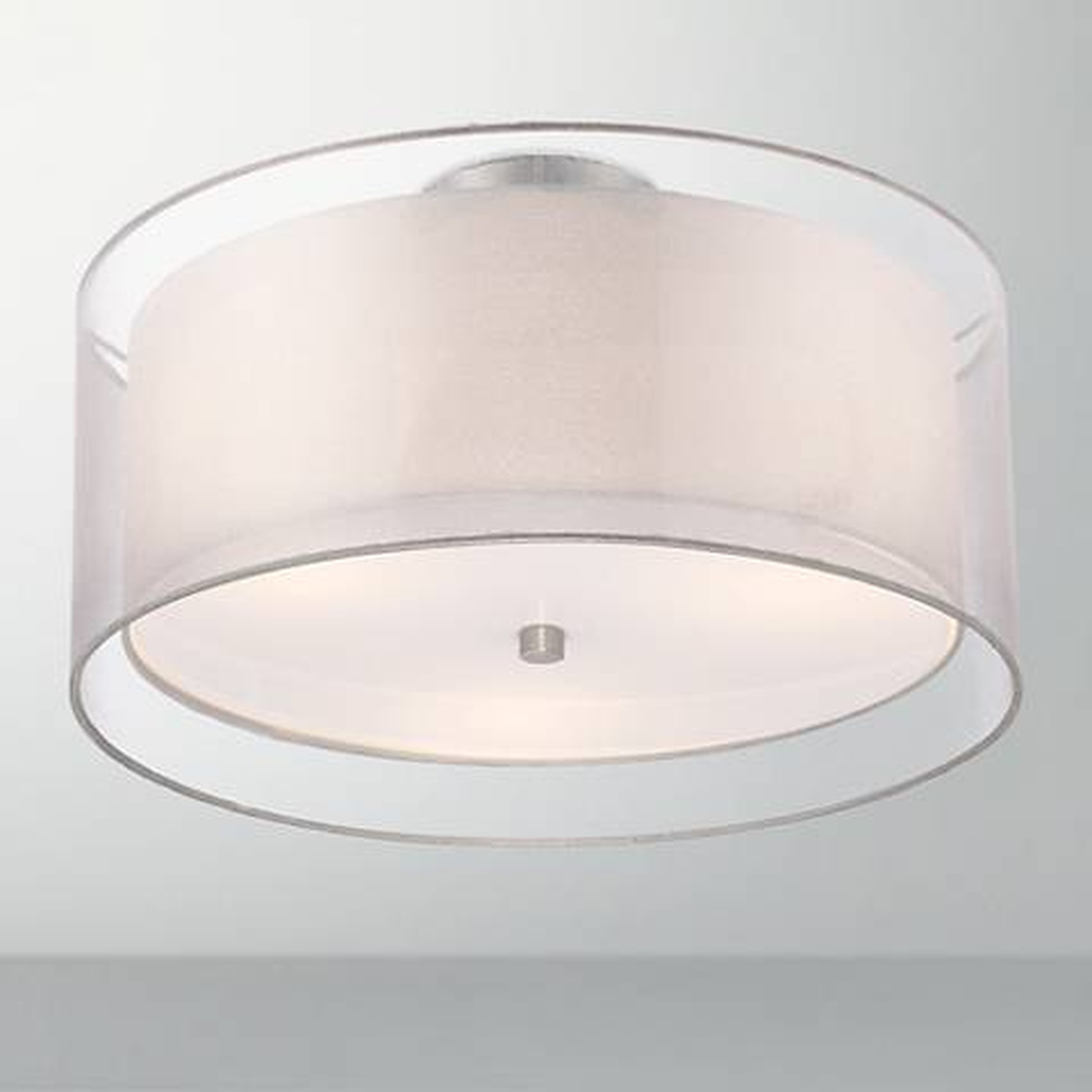 Possini Euro Design Double Drum 18" Wide White Ceiling Light - Lamps Plus