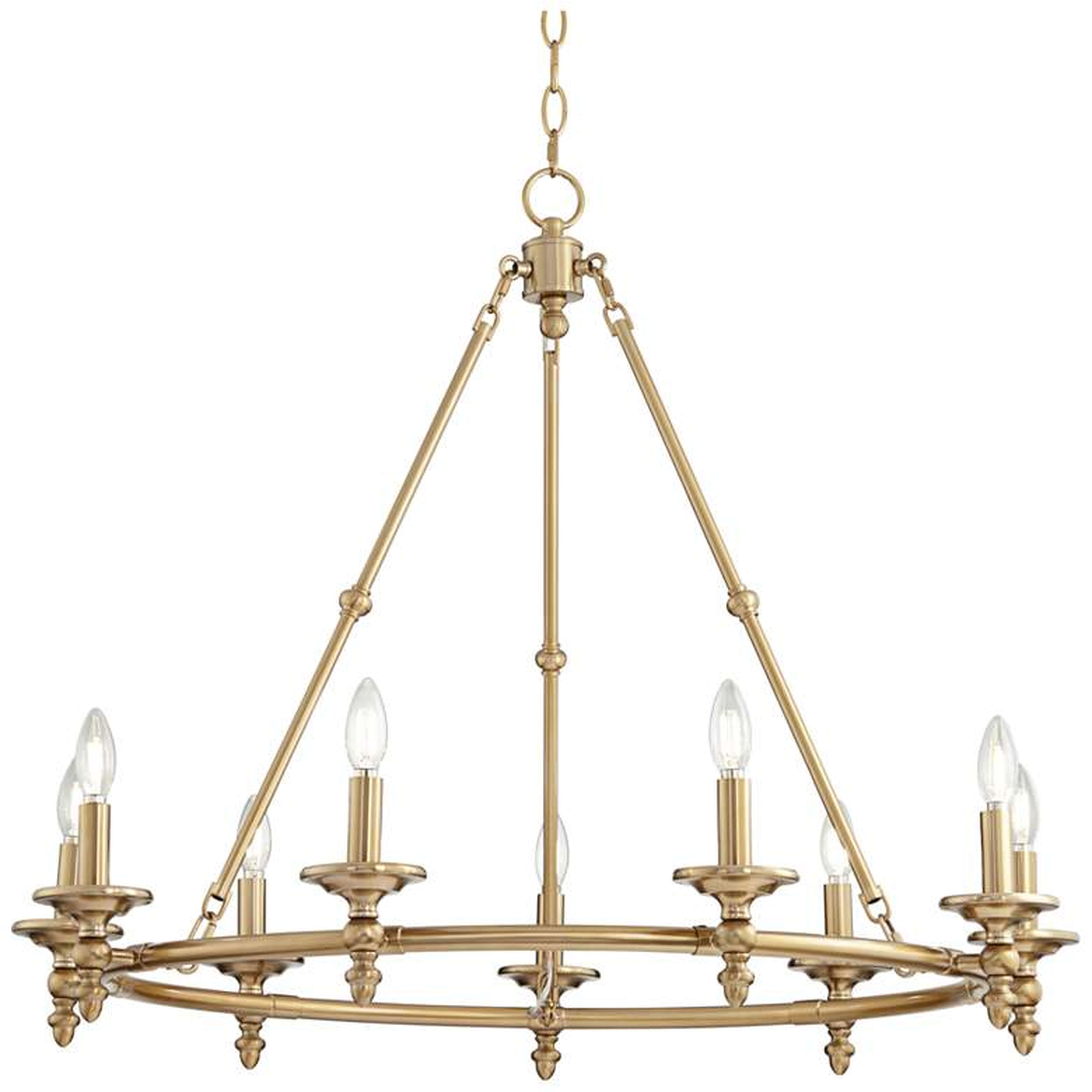 Stiffel Hartley 35" Wide Warm Antique Gold 9-Light Ring Chandelier - Lamps Plus