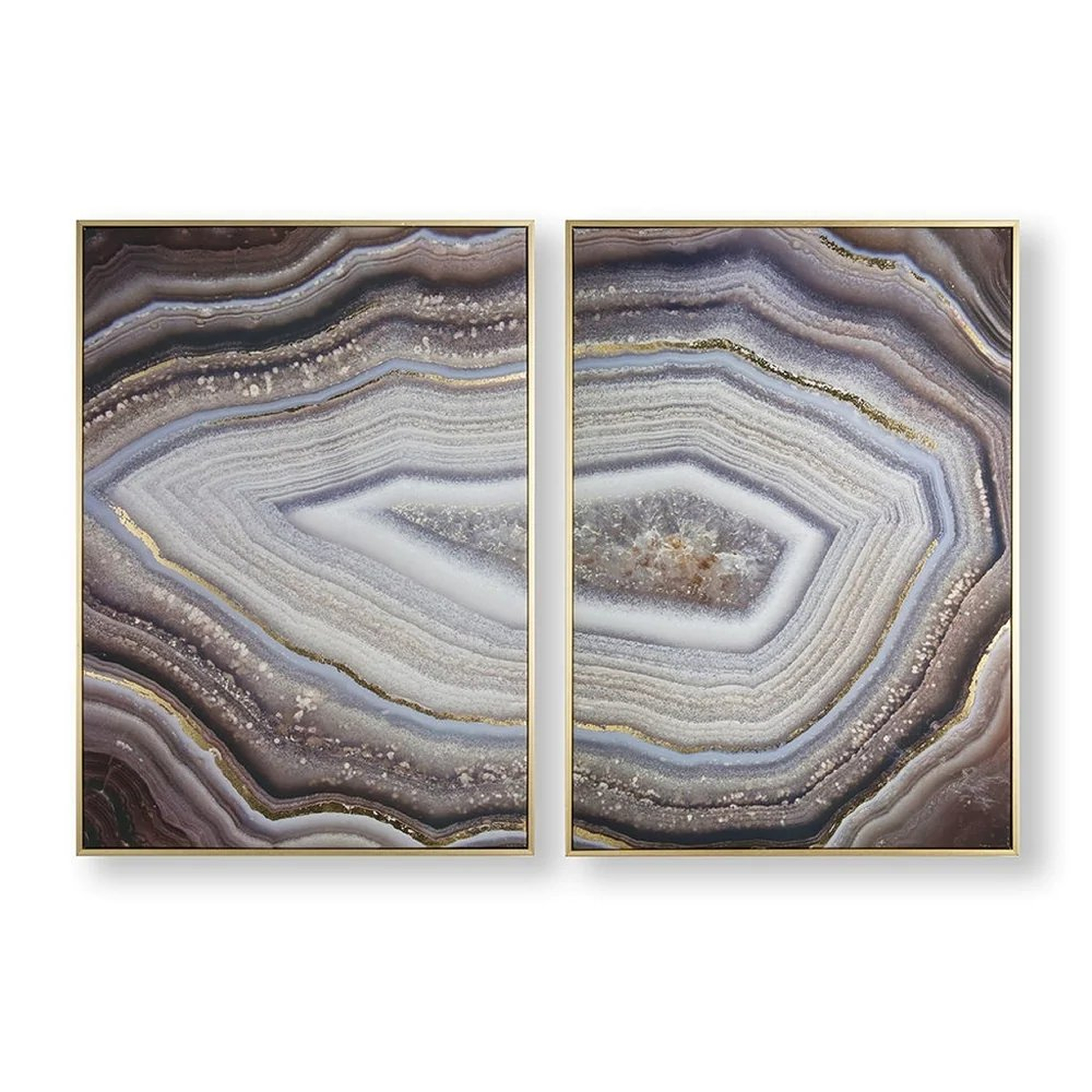 Glamorous Gems Framed Canvas Wall Art Set of 2 - Grey/Charcoal - Overstock