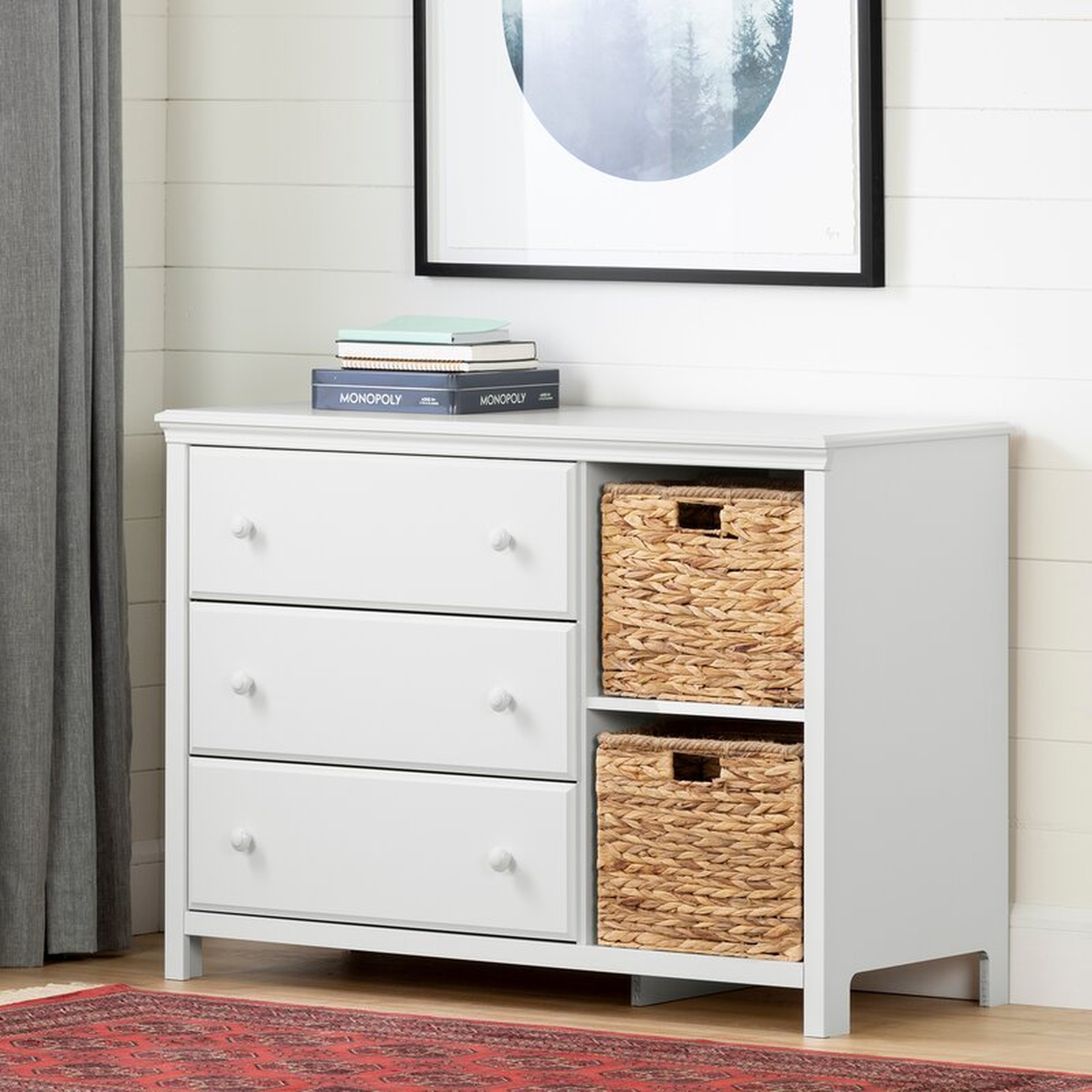 White Cotton Candy 3 Drawer Dresser with Cubbies - Wayfair