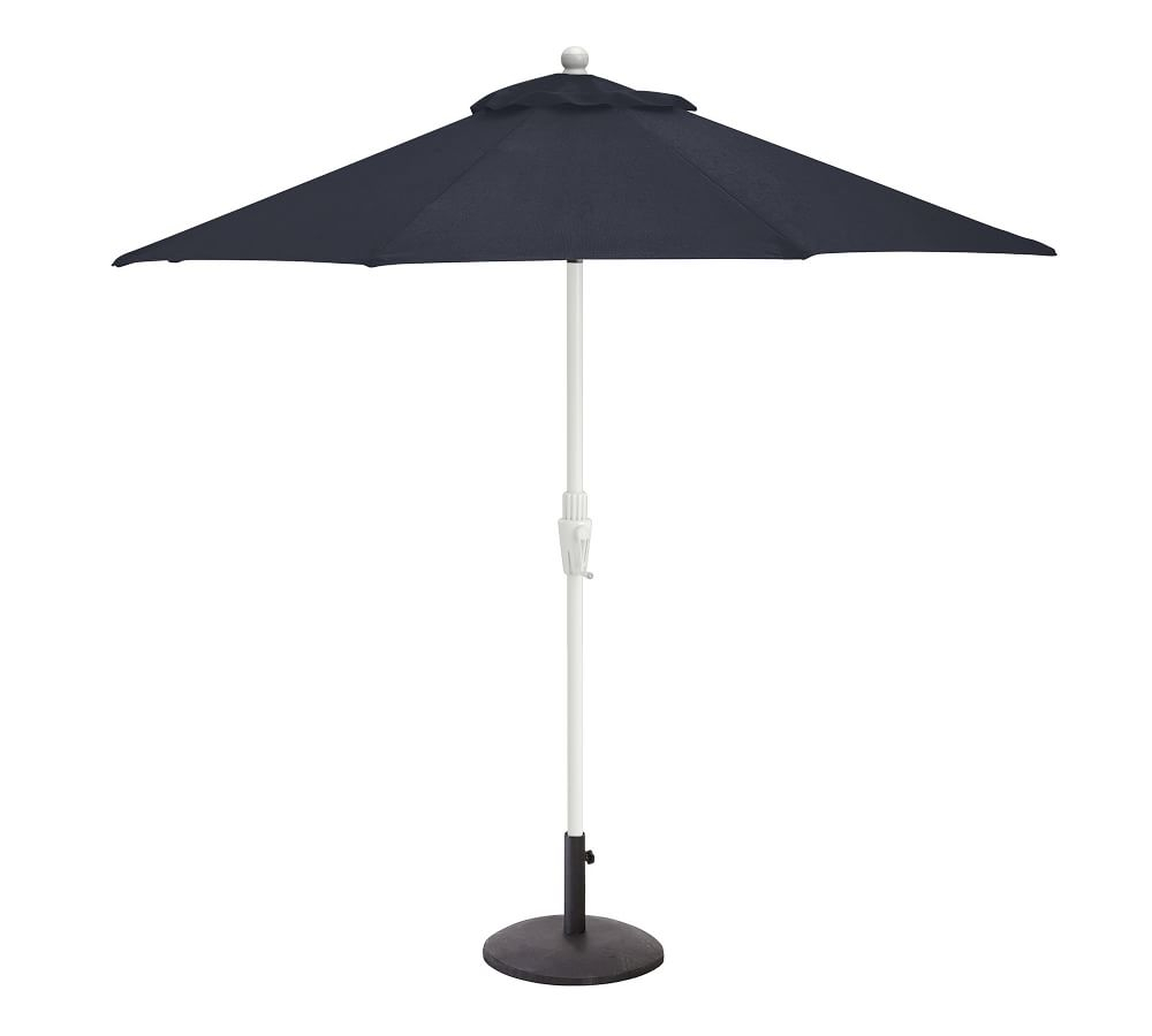 9' Round Umbrella with Aluminum Tilt White Pole, Sunbrella(R) Navy - Pottery Barn