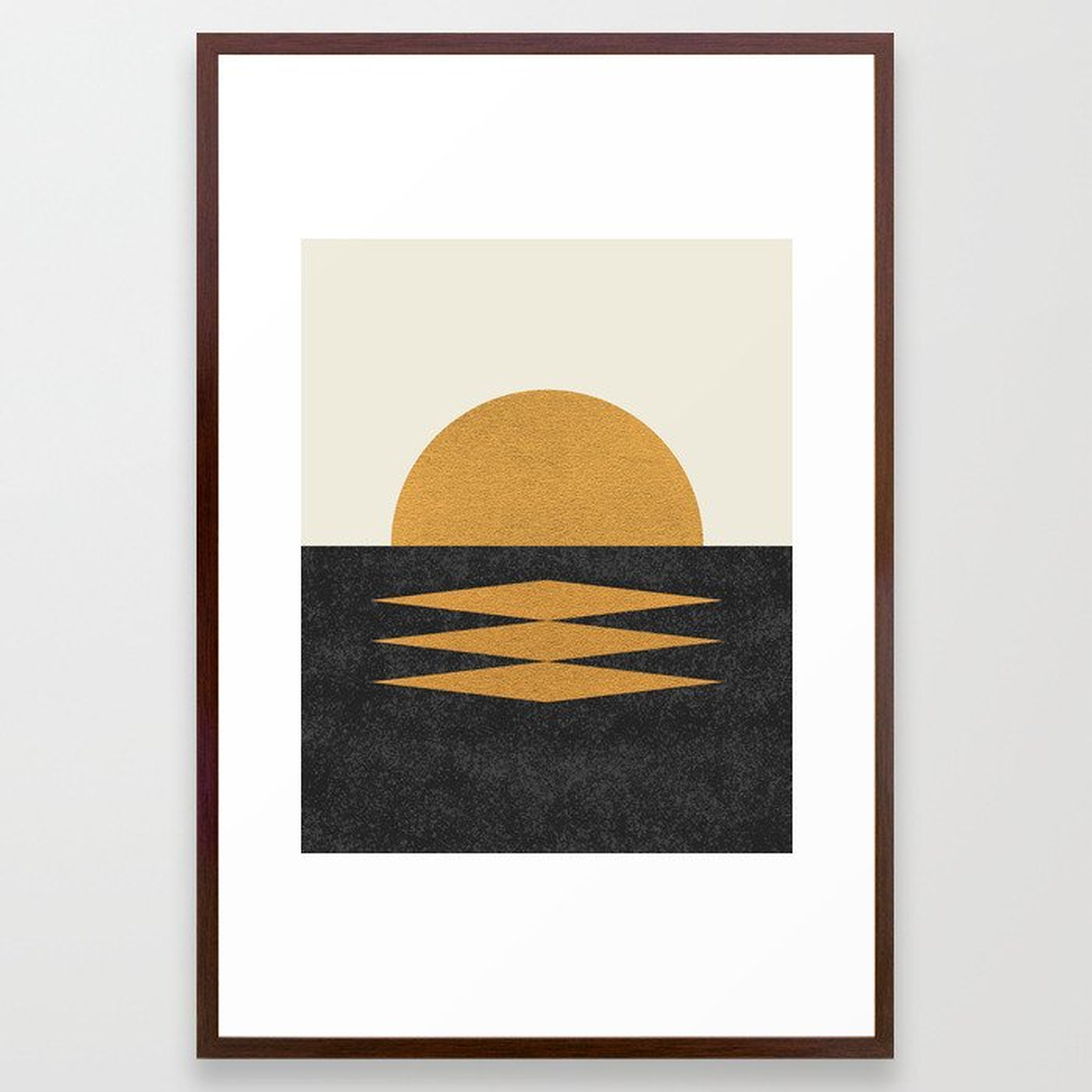 Sunset Geometric Midcentury style Framed Art Print - Society6