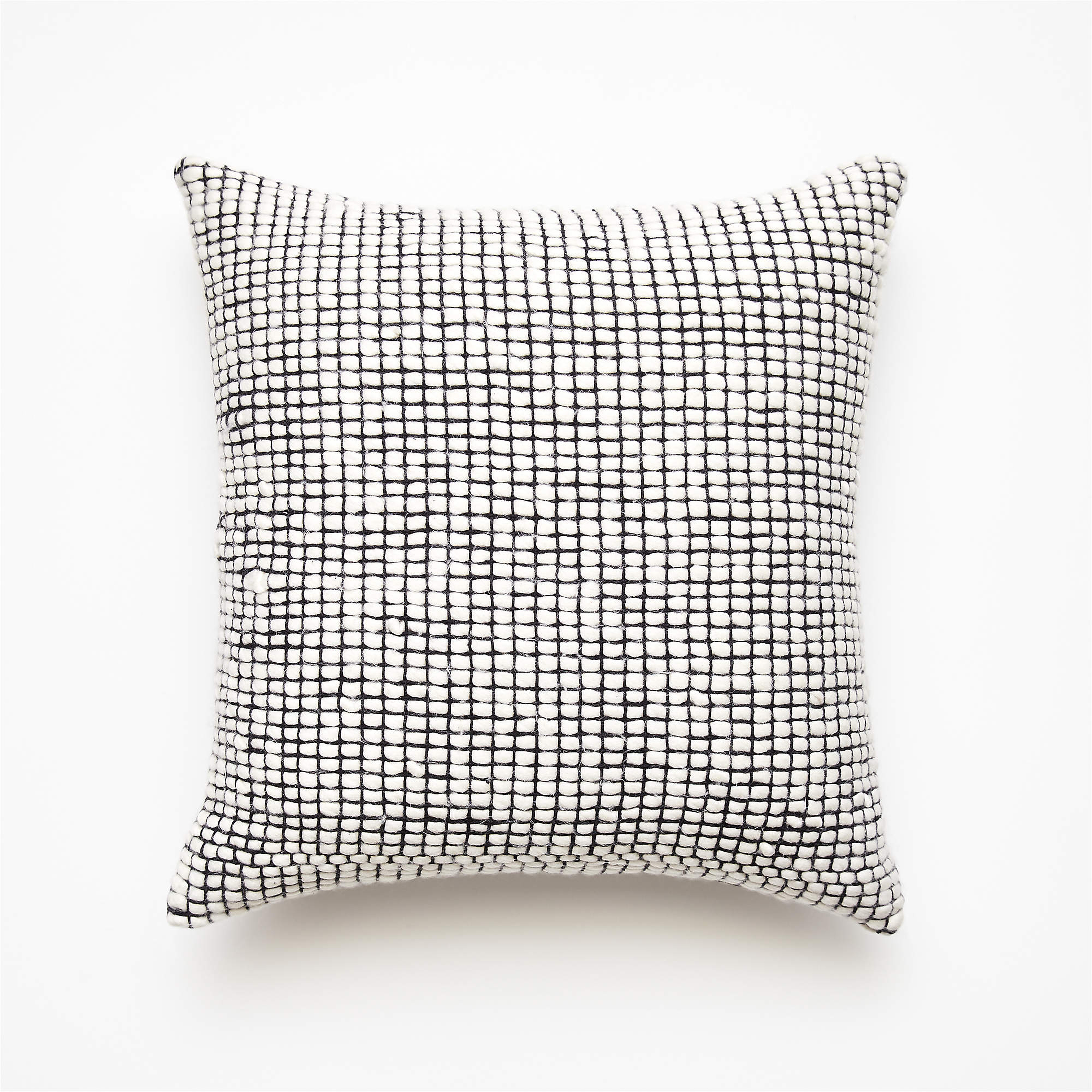 Keelie Ivory Grid Throw Pillow with Down-Alternative Insert 23" - CB2