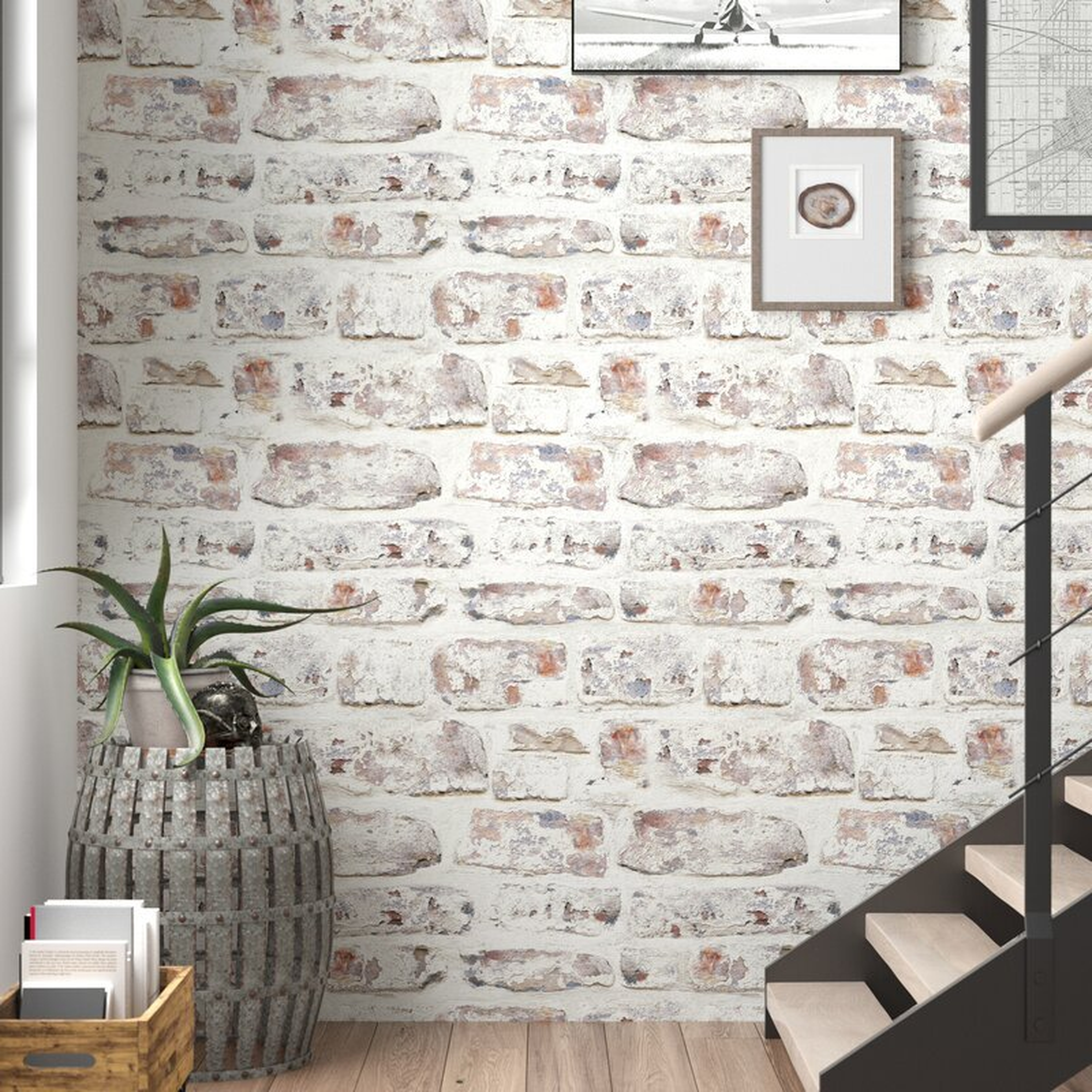 Alvara 34.45' x 20.87" Brick Wallpaper Roll - Smooth - Wayfair