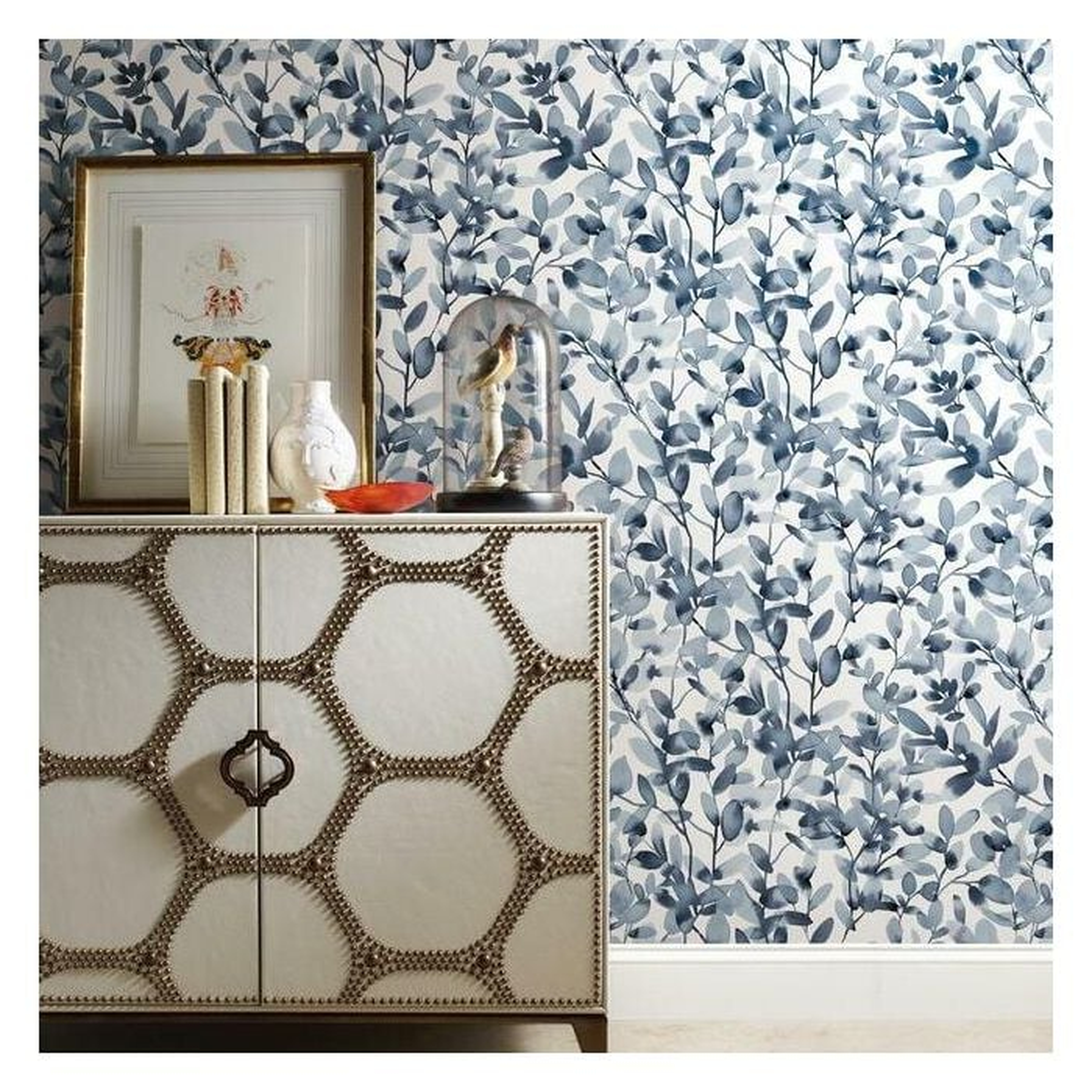 Botany Vines Premium Peel and Stick Wallpaper- blue - York Wallcoverings