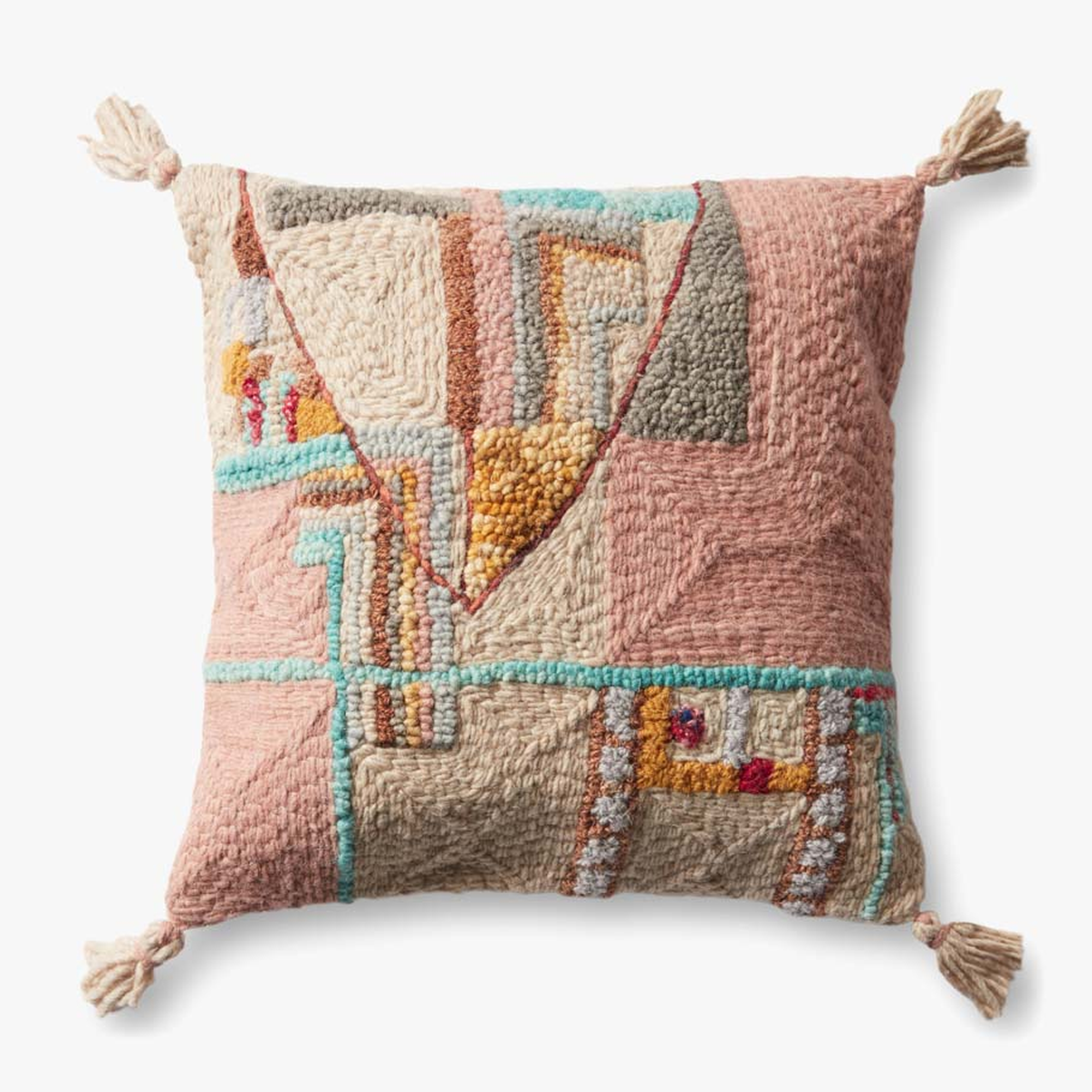 Loloi Pillows PLL0018 Blush / Multi 22" x 22" Cover Only - Loloi Rugs