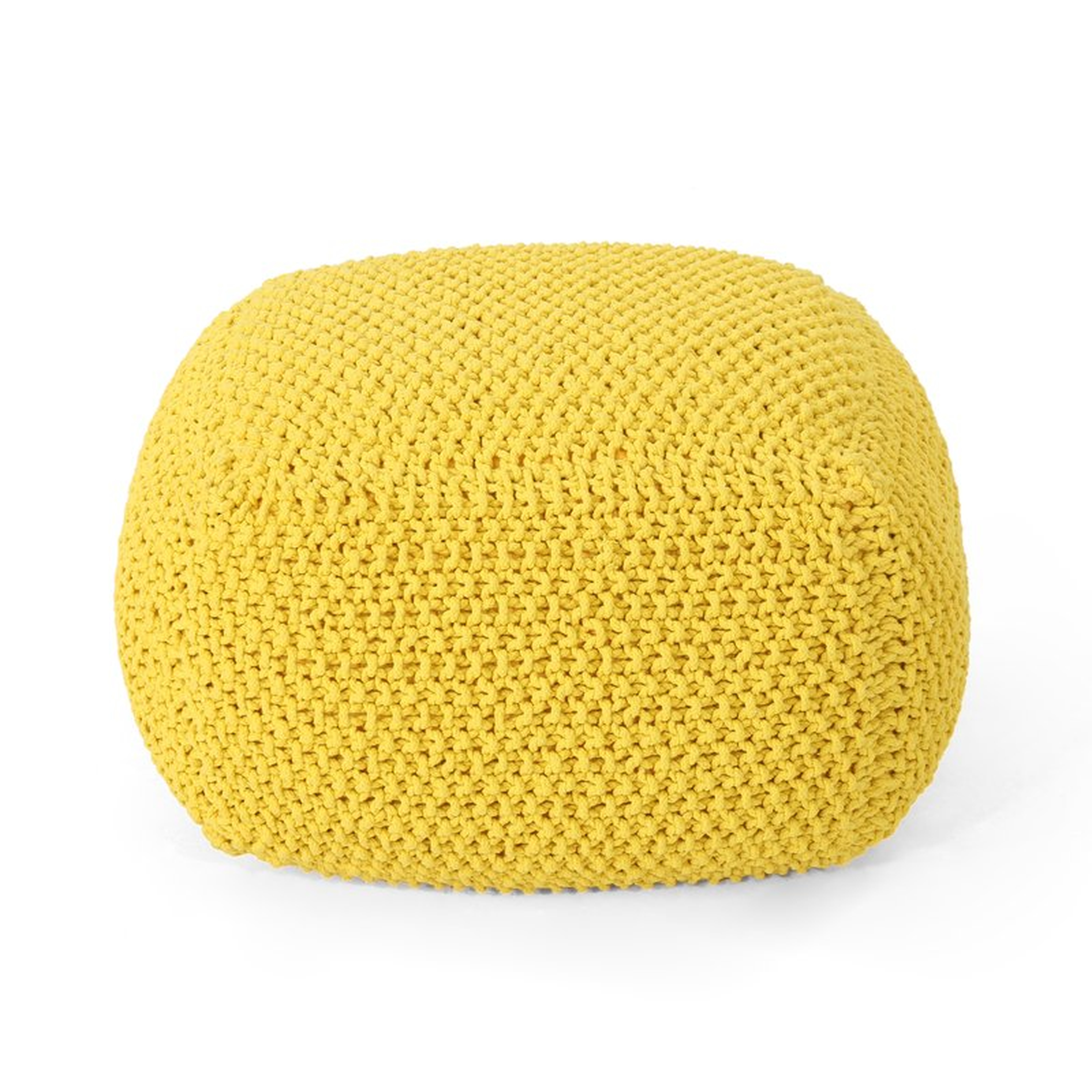 Groner Knitted Pouf - Yellow - Wayfair