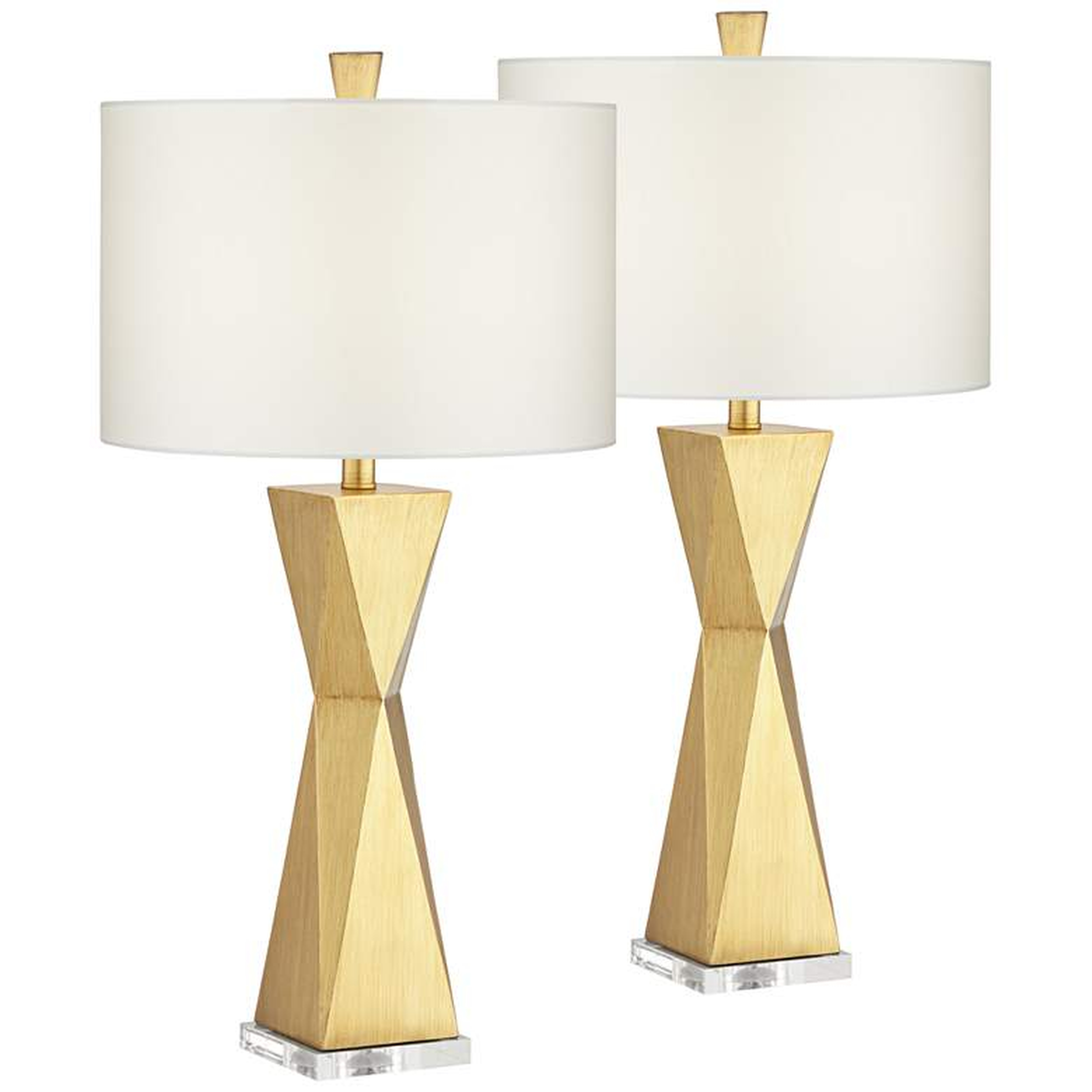 Kalso Brushed Gold Quadrangle Table Lamps Set of 2 - Style # 68R13 - Lamps Plus