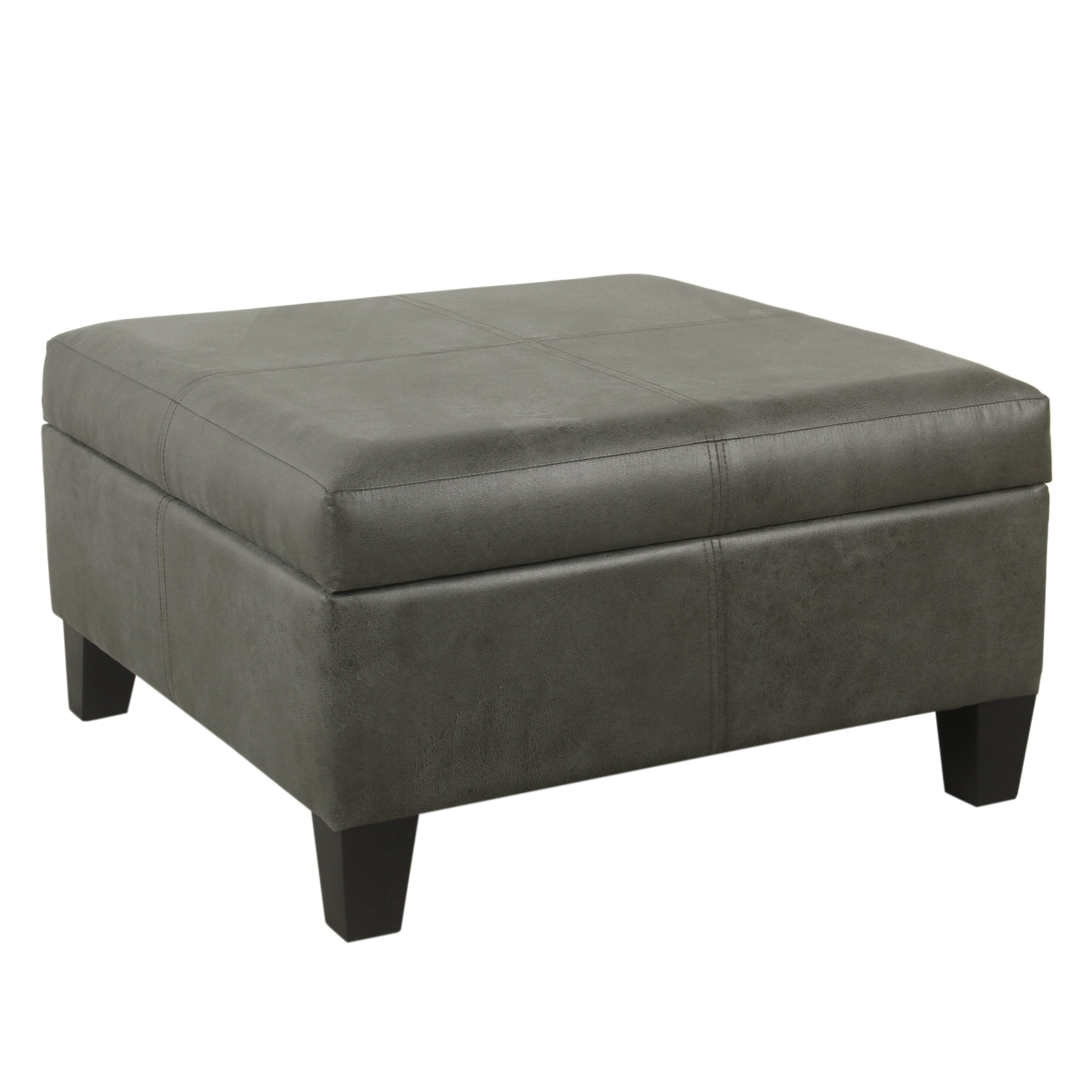 Gallup 28" Wide Faux Leather Square Cocktail Ottoman with Storage - Wayfair