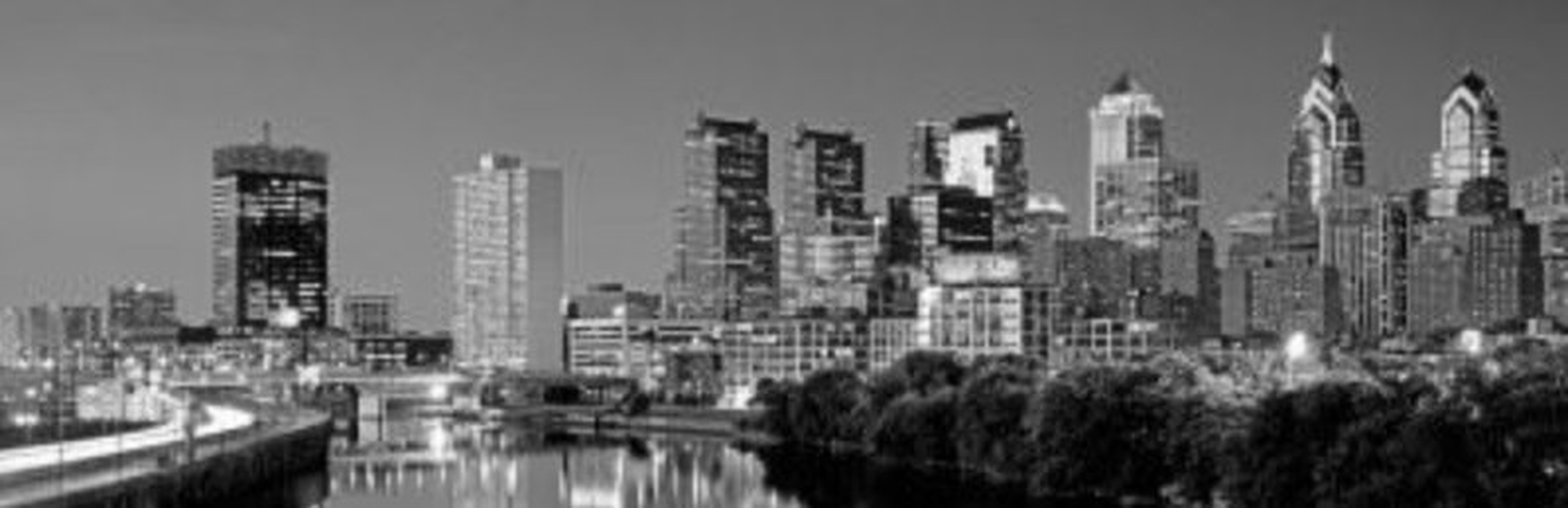 Panoramic U.S. Pennsylvania, Philadelphia Skyline, Night Photographic Print on Canvas in Black and White - Wayfair
