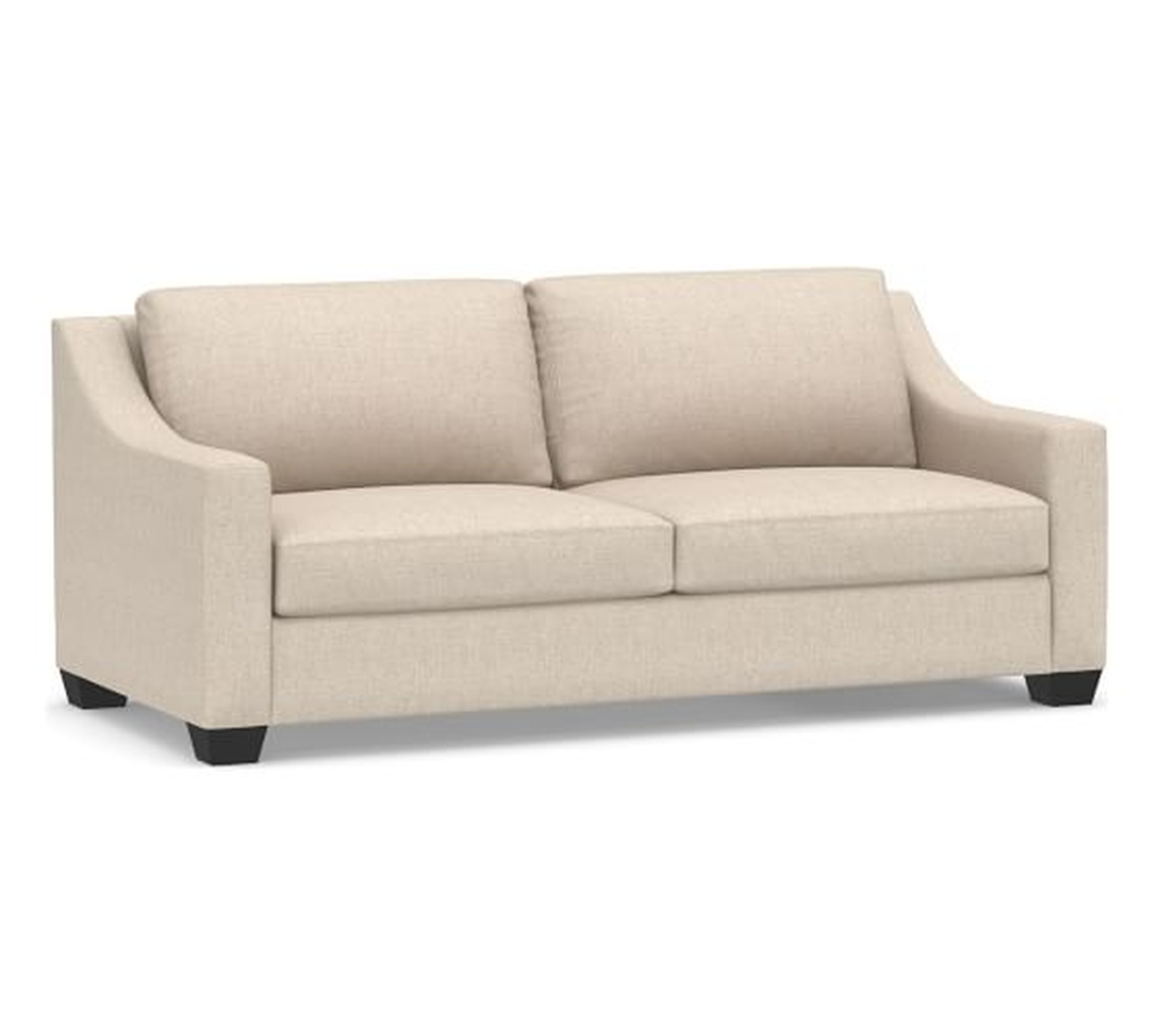 York Slope Upholstered Sofa 80", Down Blend Wrapped Cushions, Performance Everydaylinen(TM) by Crypton(R) Home Oatmeal - Pottery Barn