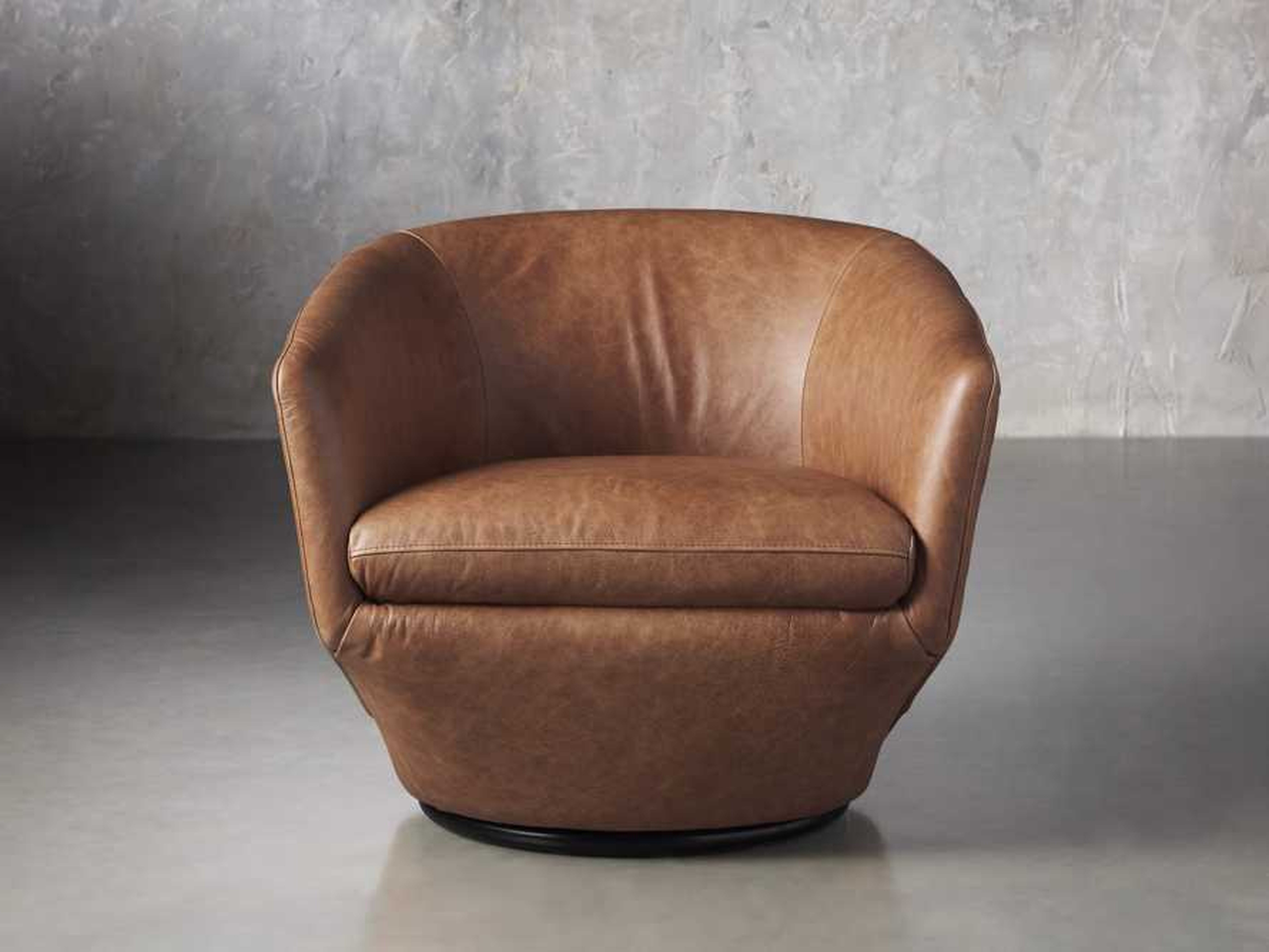 Pelton Leather Swivel Chair - Arhaus