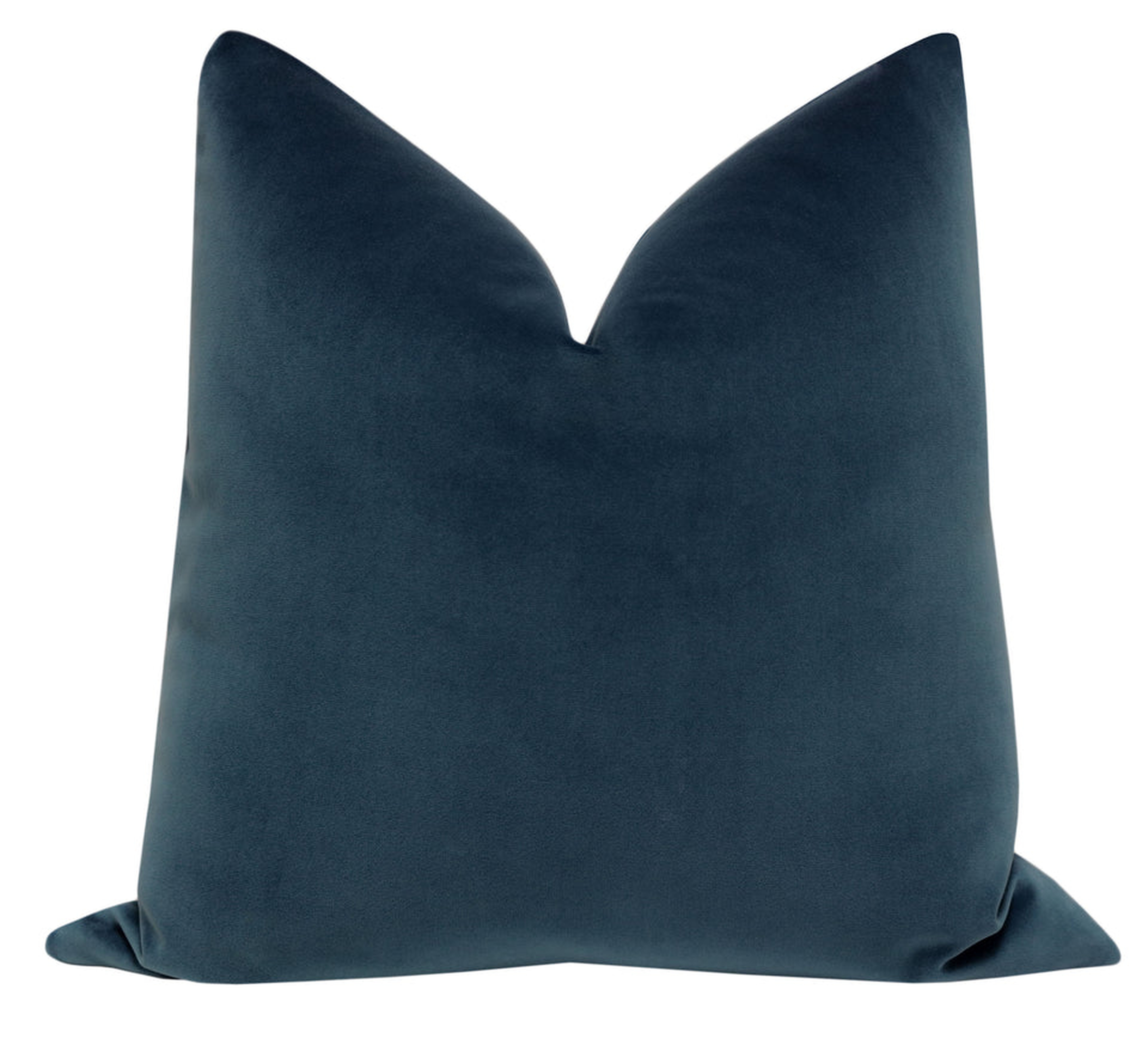 Signature Velvet Pillow Cover, Prussian Blue, 22"x22" - Little Design Company