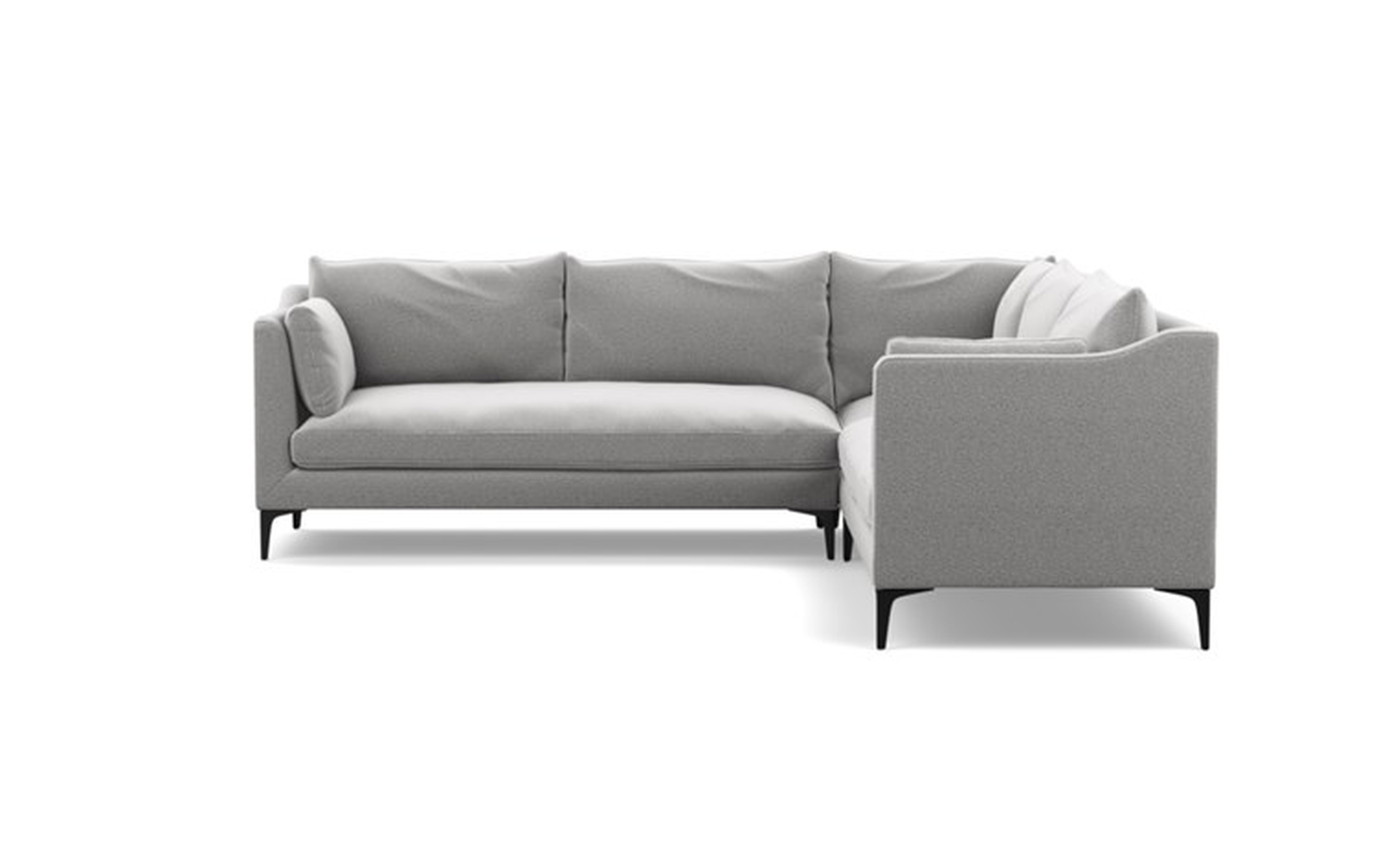 CAITLIN BY THE EVERYGIRL Corner Sectional Sofa in Ash Performance Felt with Matte Black Sloan L Leg - Interior Define