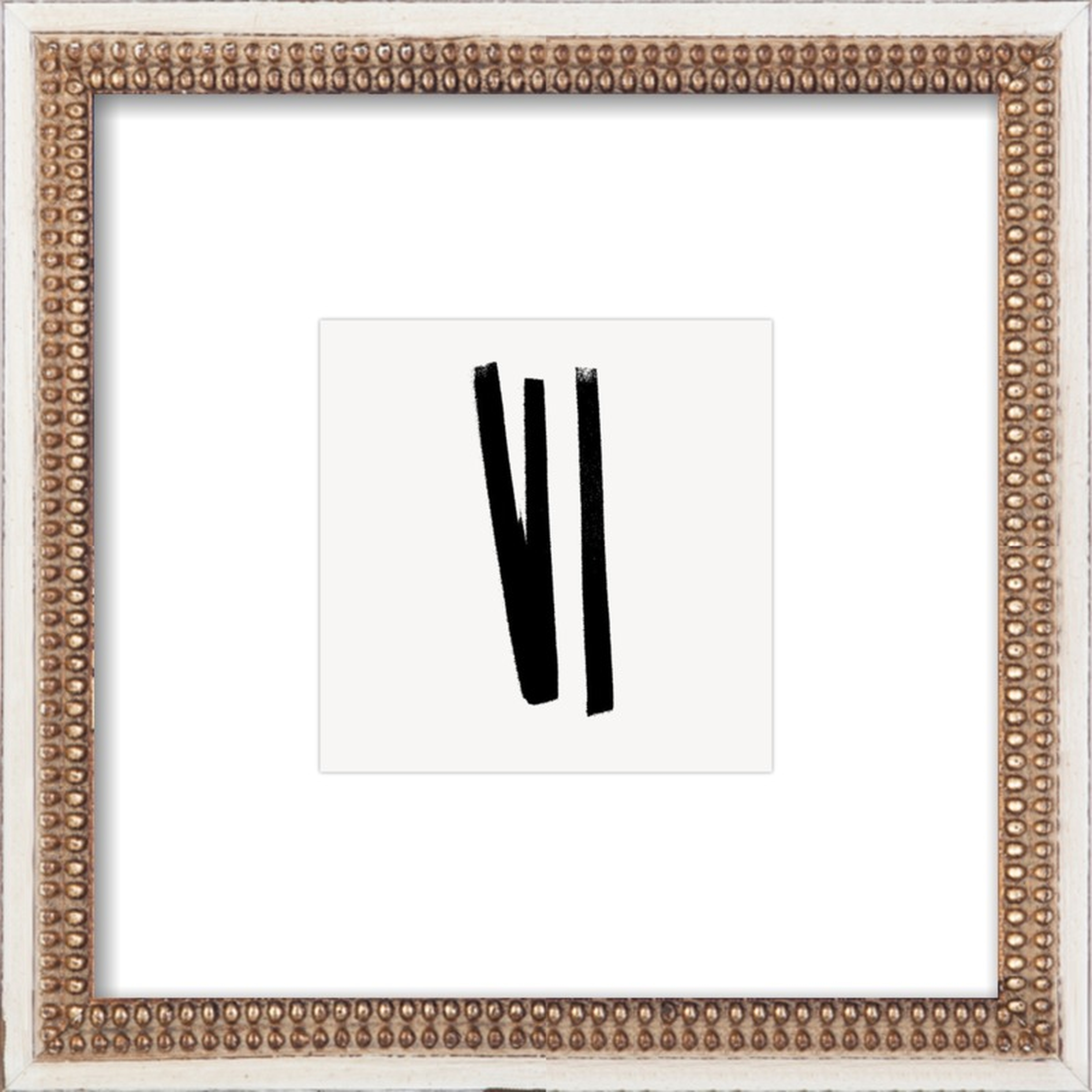 Lines 2, 1 - 8x8 - Distressed Cream Double Bead Frame with Matte - Artfully Walls