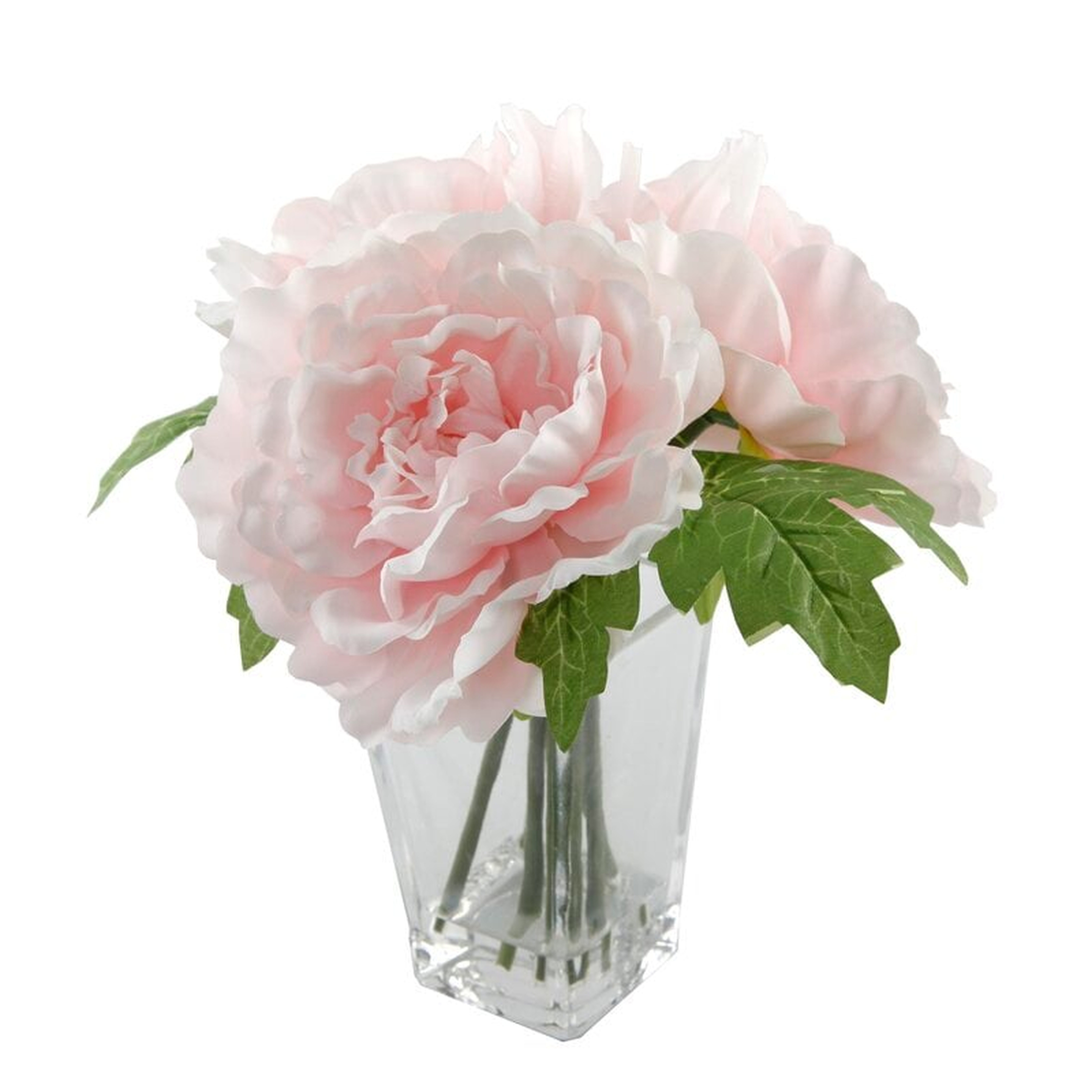 Silk Peonie Floral Arrangement and Centerpiece in Vase - Wayfair