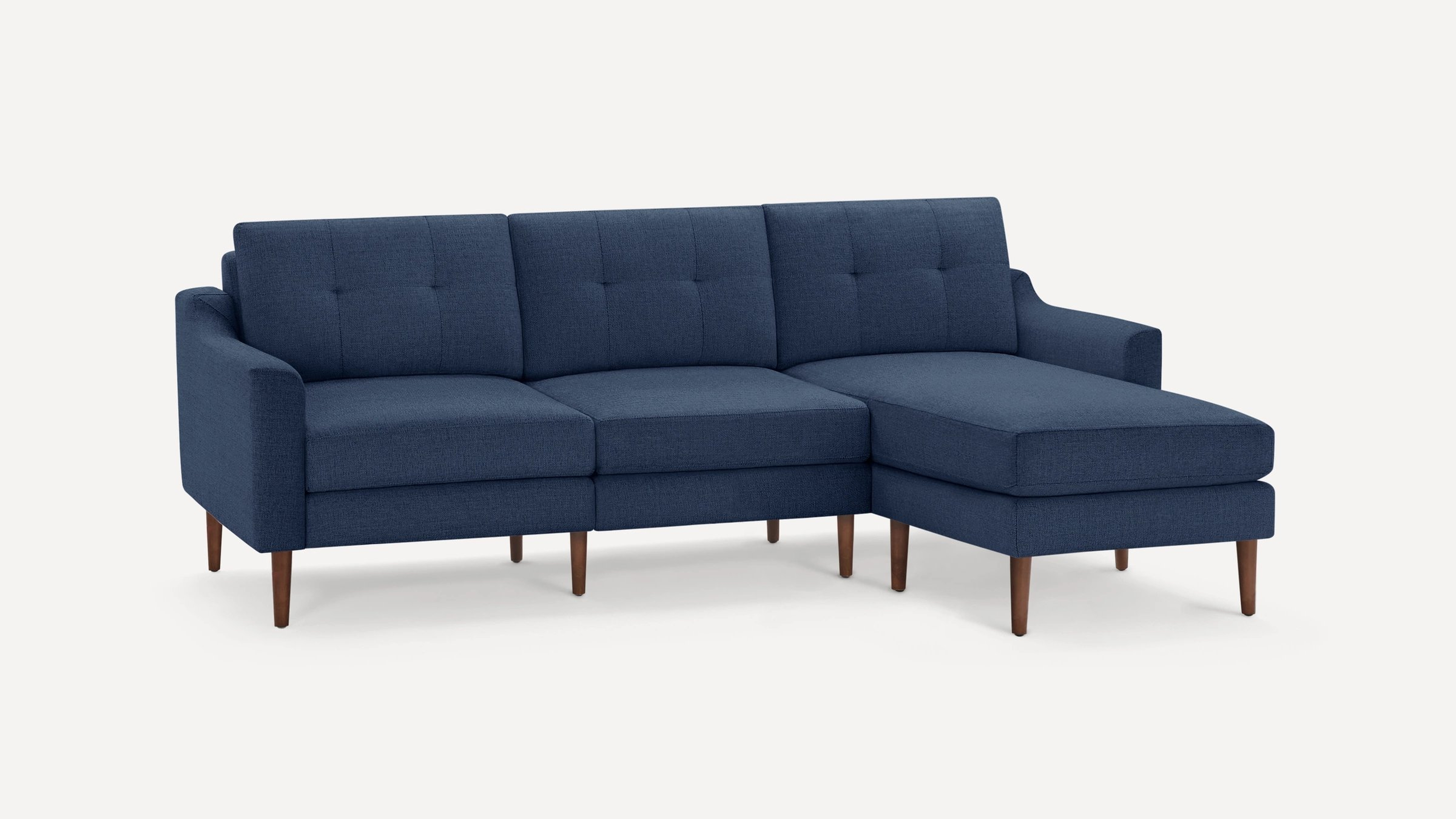 Burrow Navy Blue Sectional Sofa, 3 Seater, Sloped Arms - Burrow