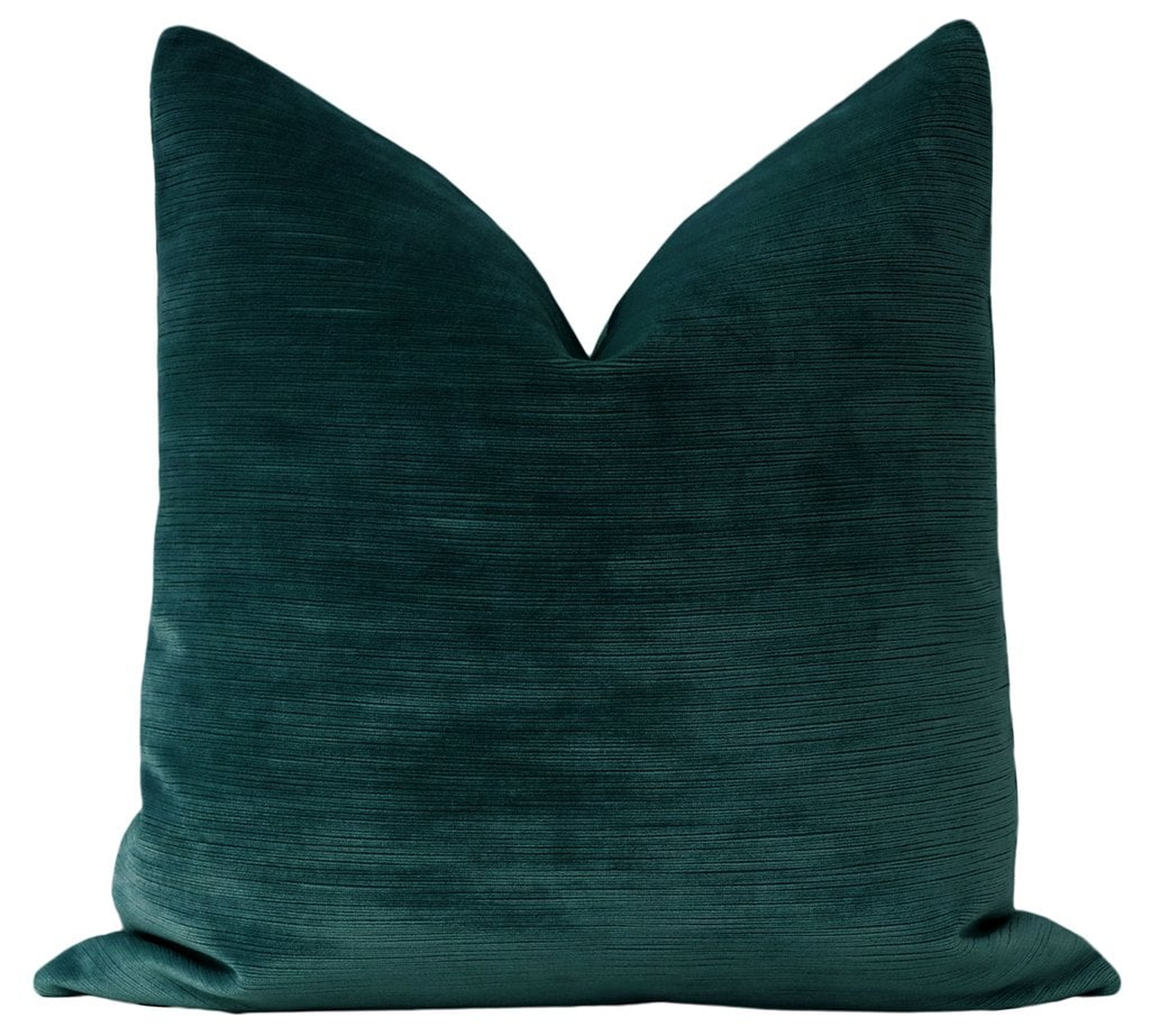 Strie Velvet Pillow Cover, Harbour Blue, 20" x 20" - Little Design Company