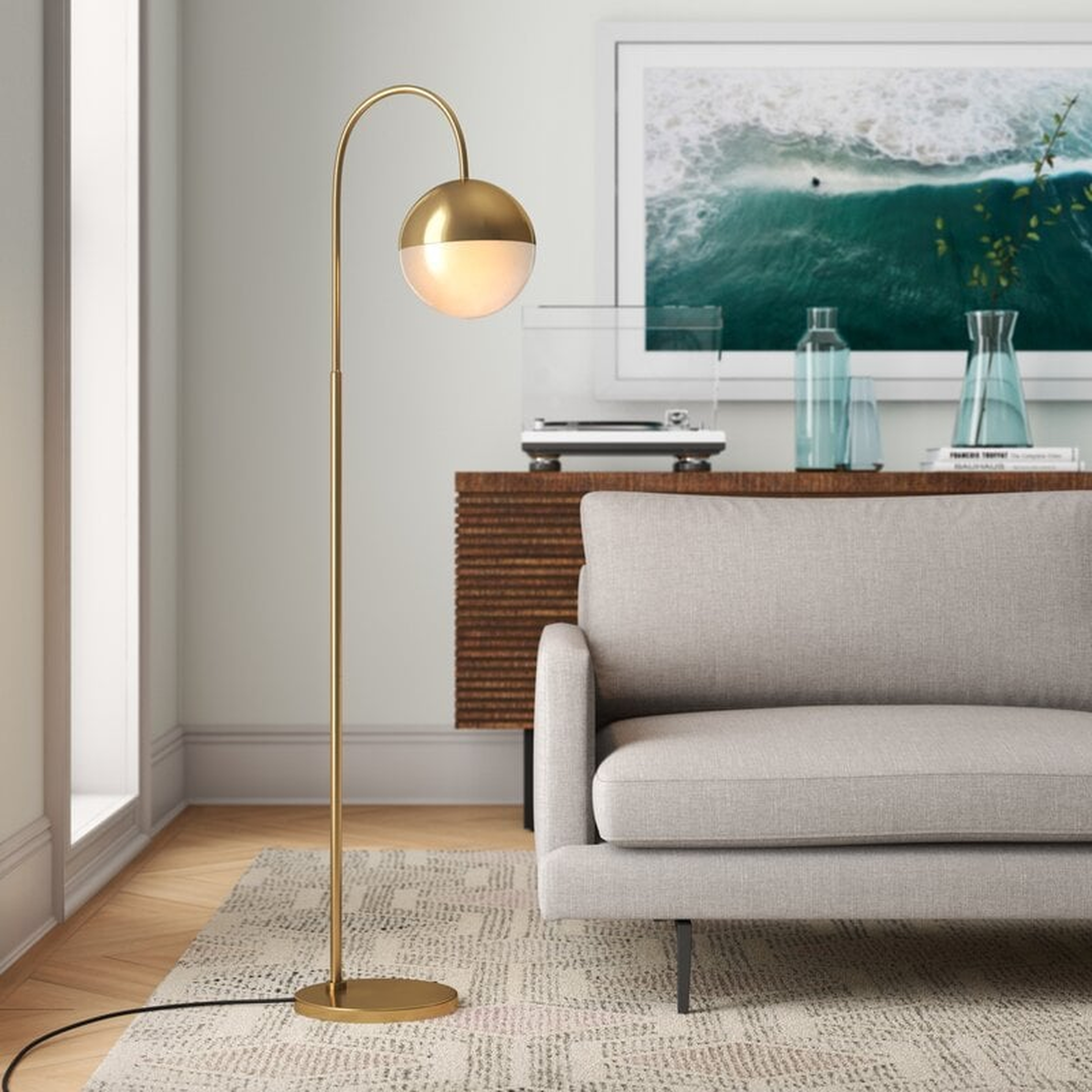 Dashley 55.5'' Brass Gold Arched/Arc Floor Lamp - Wayfair
