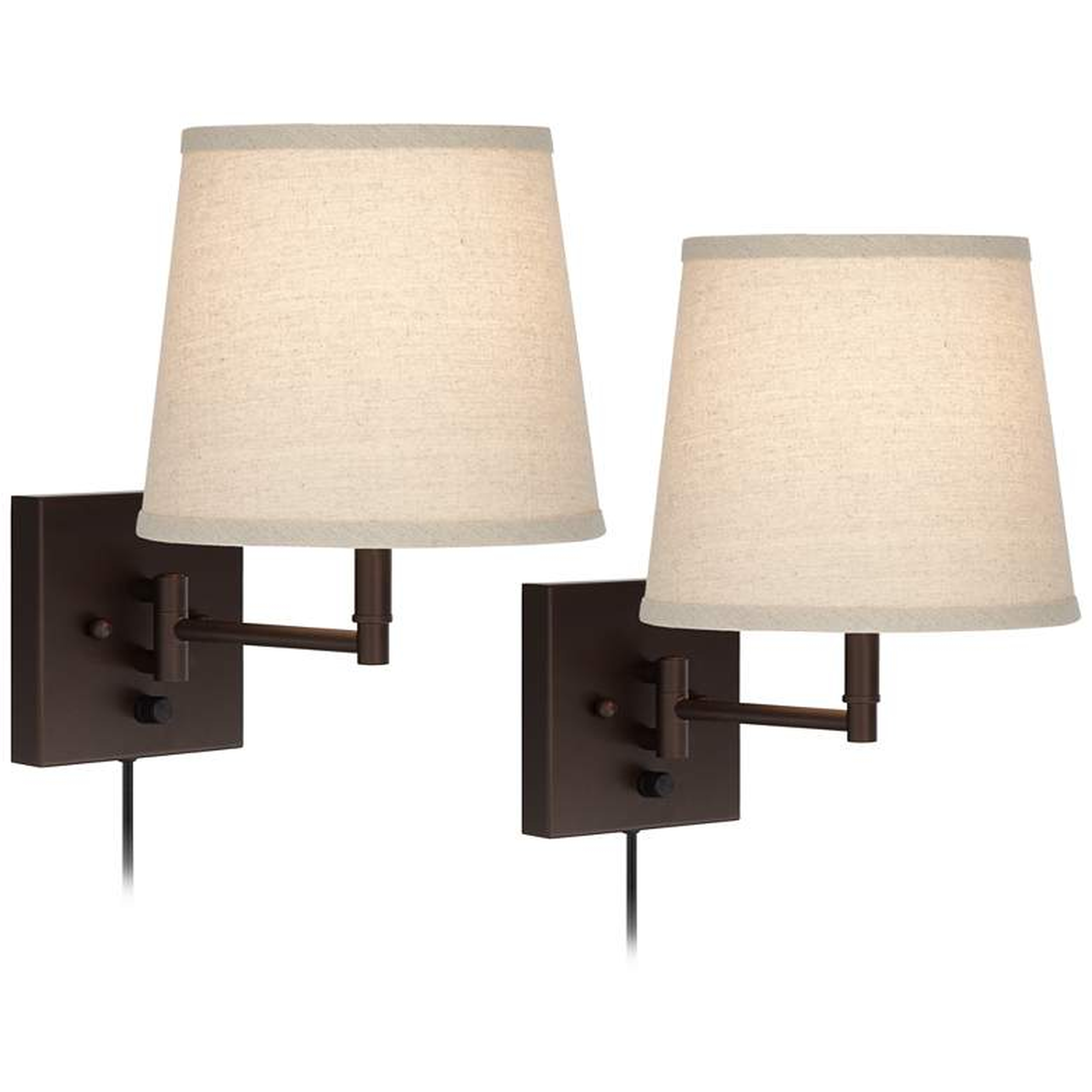 Lanett Painted Bronze Plug-In Swing Arm Wall Lamp Set of 2 - Style # 46T02 - Lamps Plus