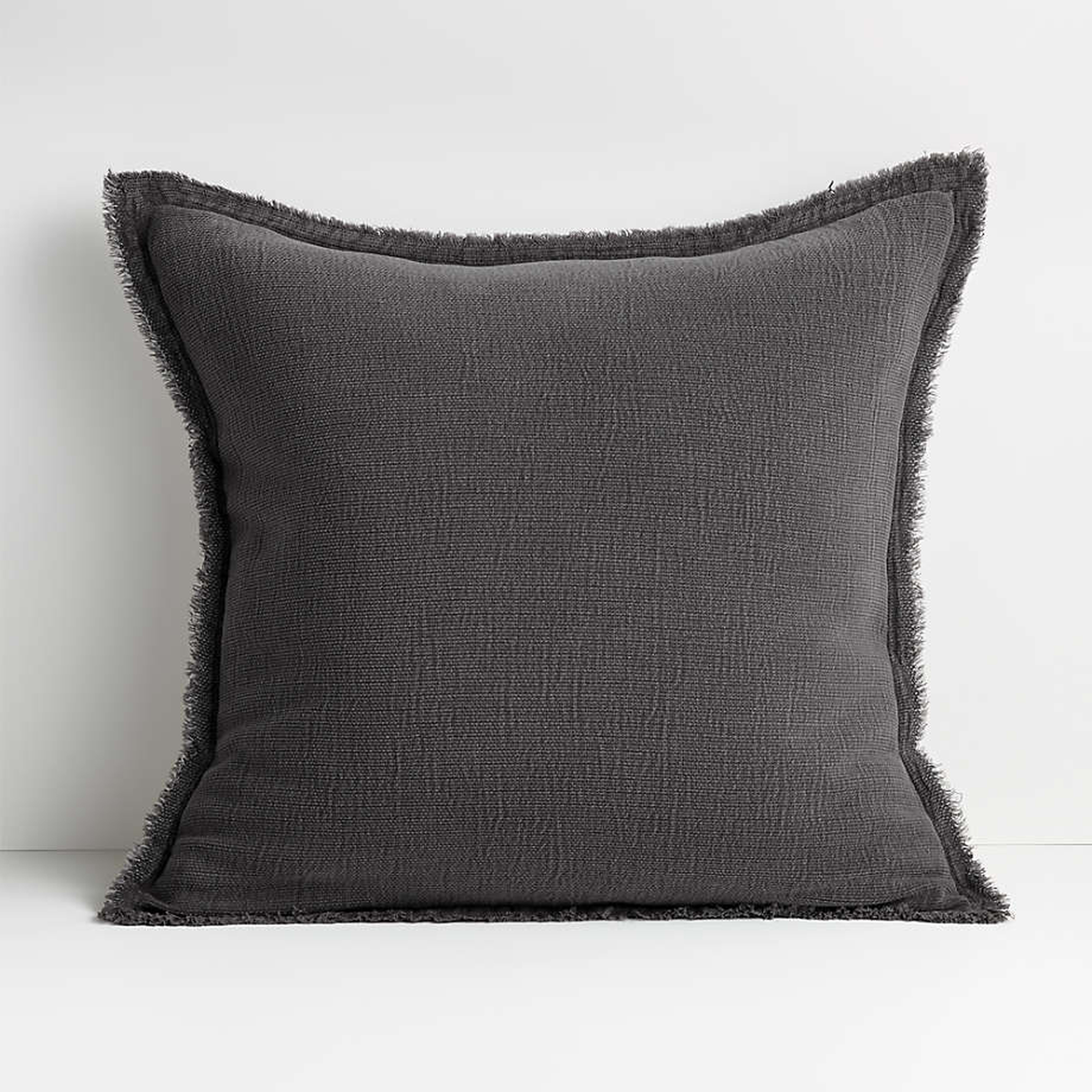 Olind Pillow with Feather-Down Insert, Gray, 23" x 23" - Crate and Barrel